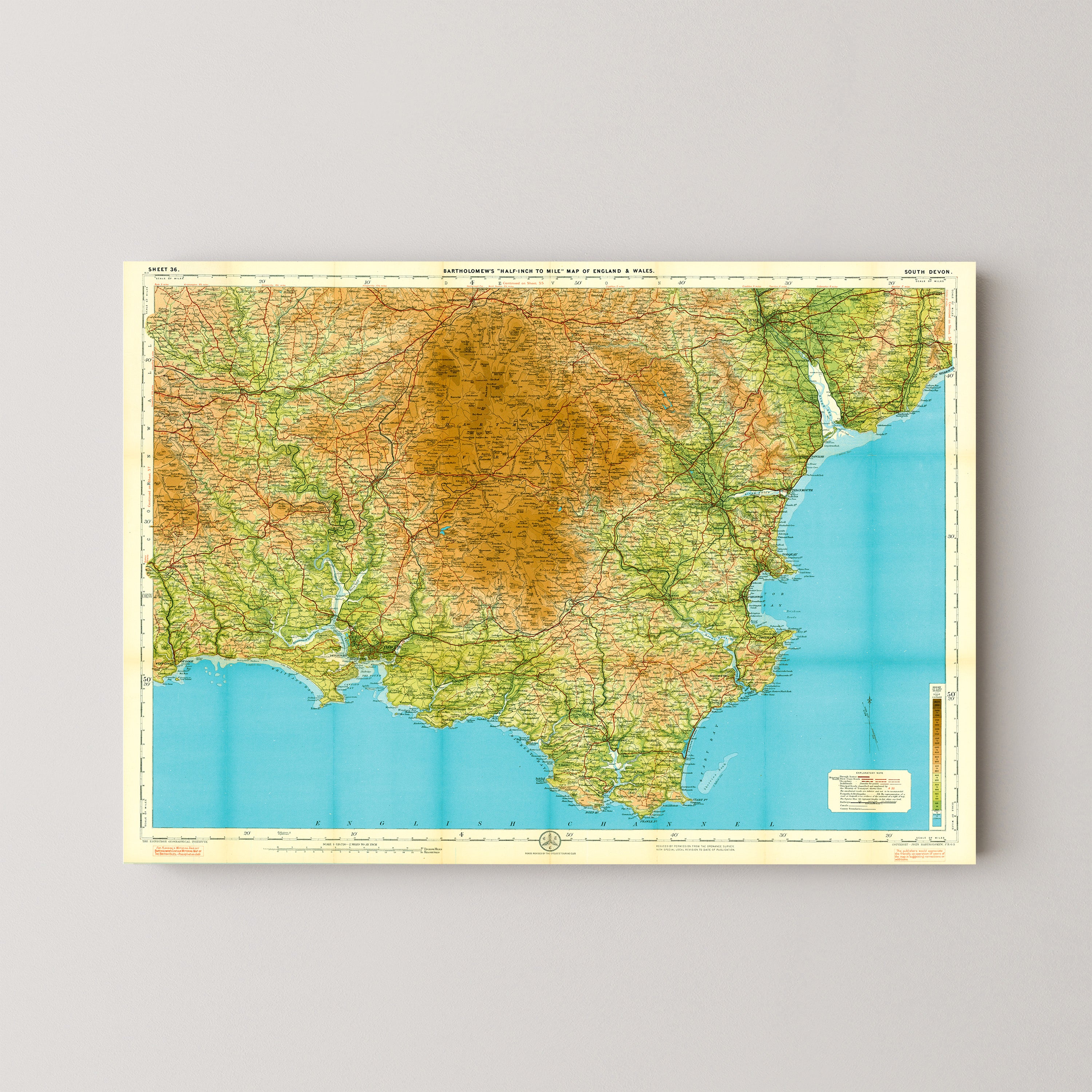 South Devon Pop Art Map Print (landscape)