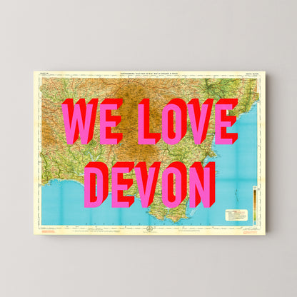 South Devon Pop Art Map Print (landscape)