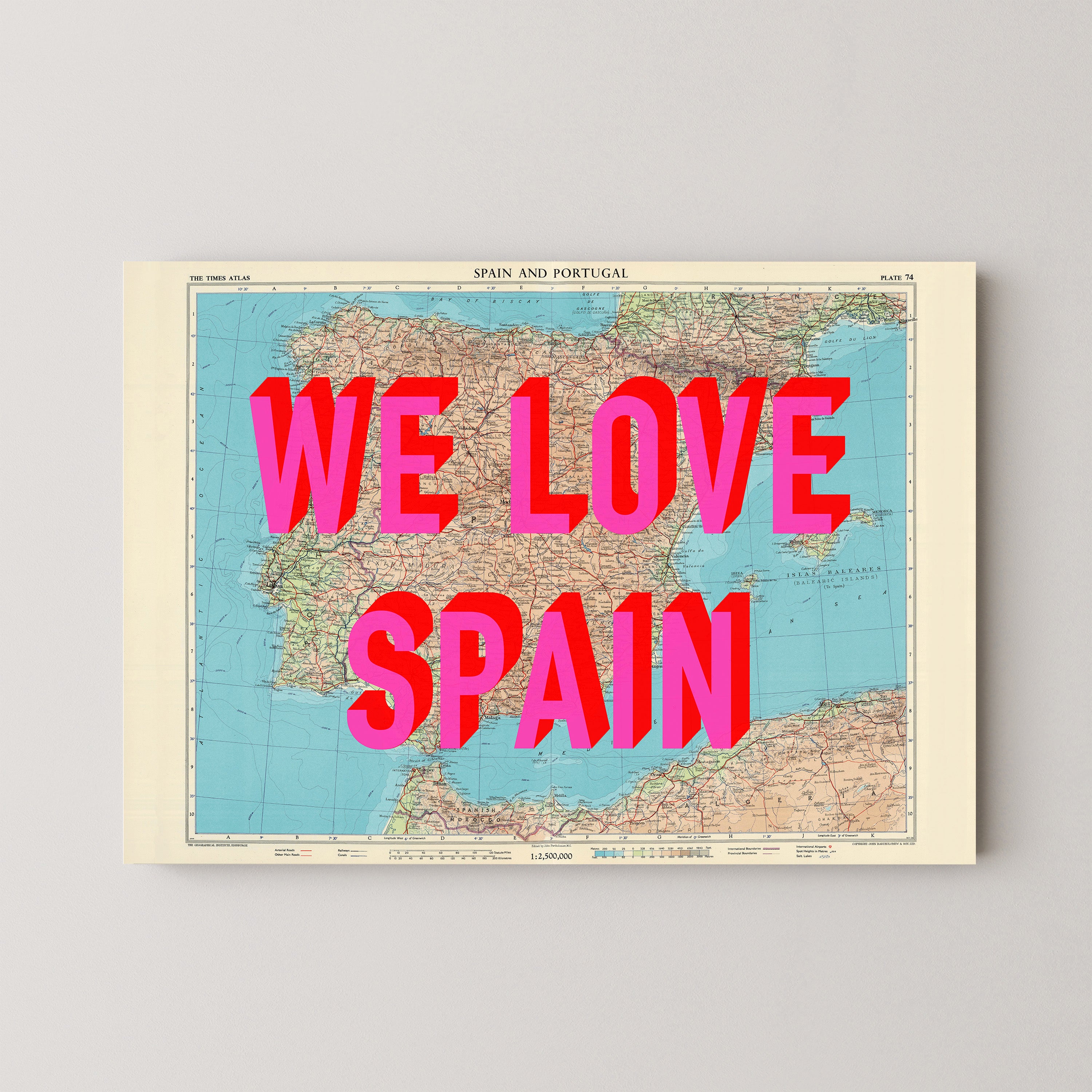 Spain Pop Art Map Print (landscape)