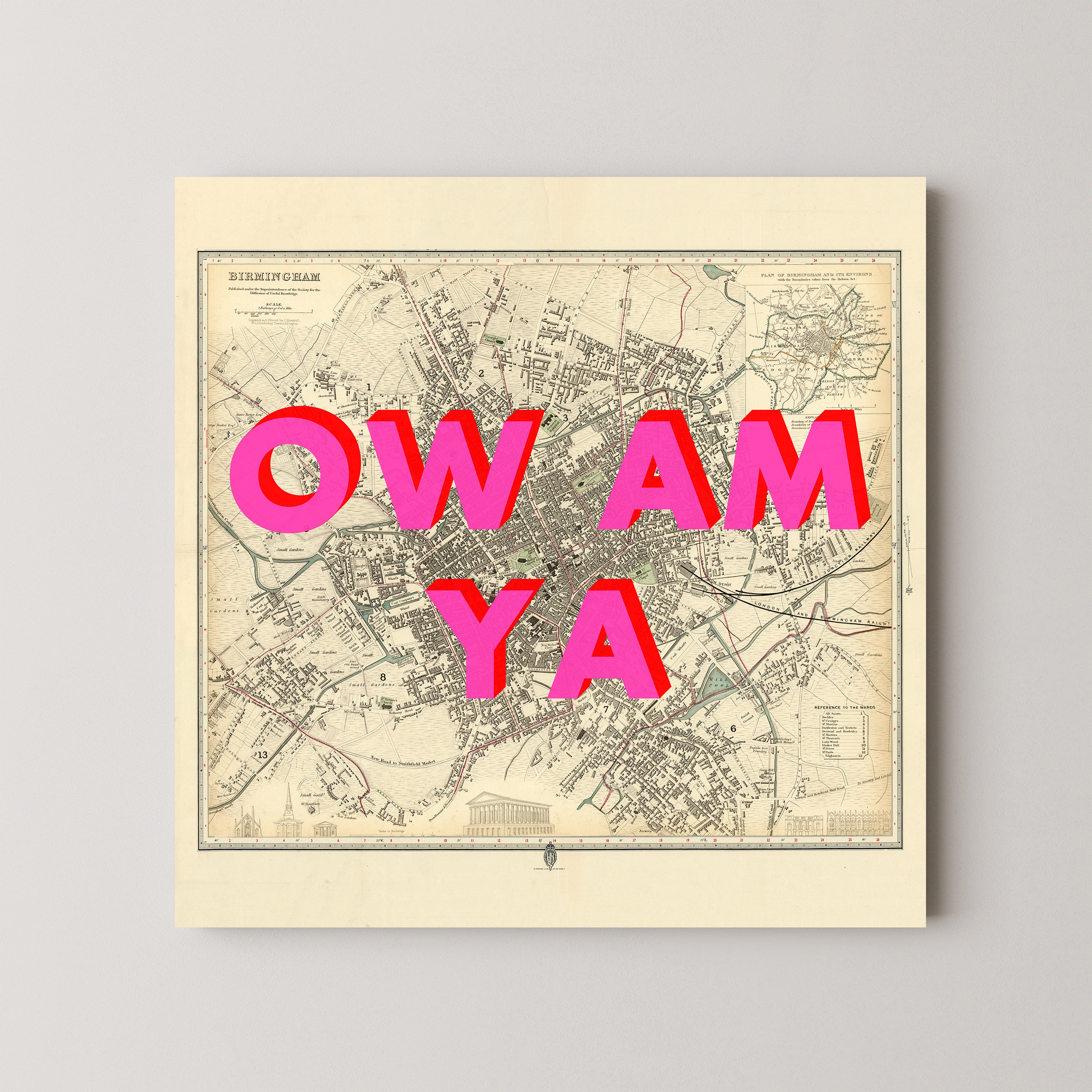 Birmingham Pop Art Map Print (square)