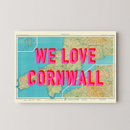 Cornwall Pop Art Map Print (landscape)