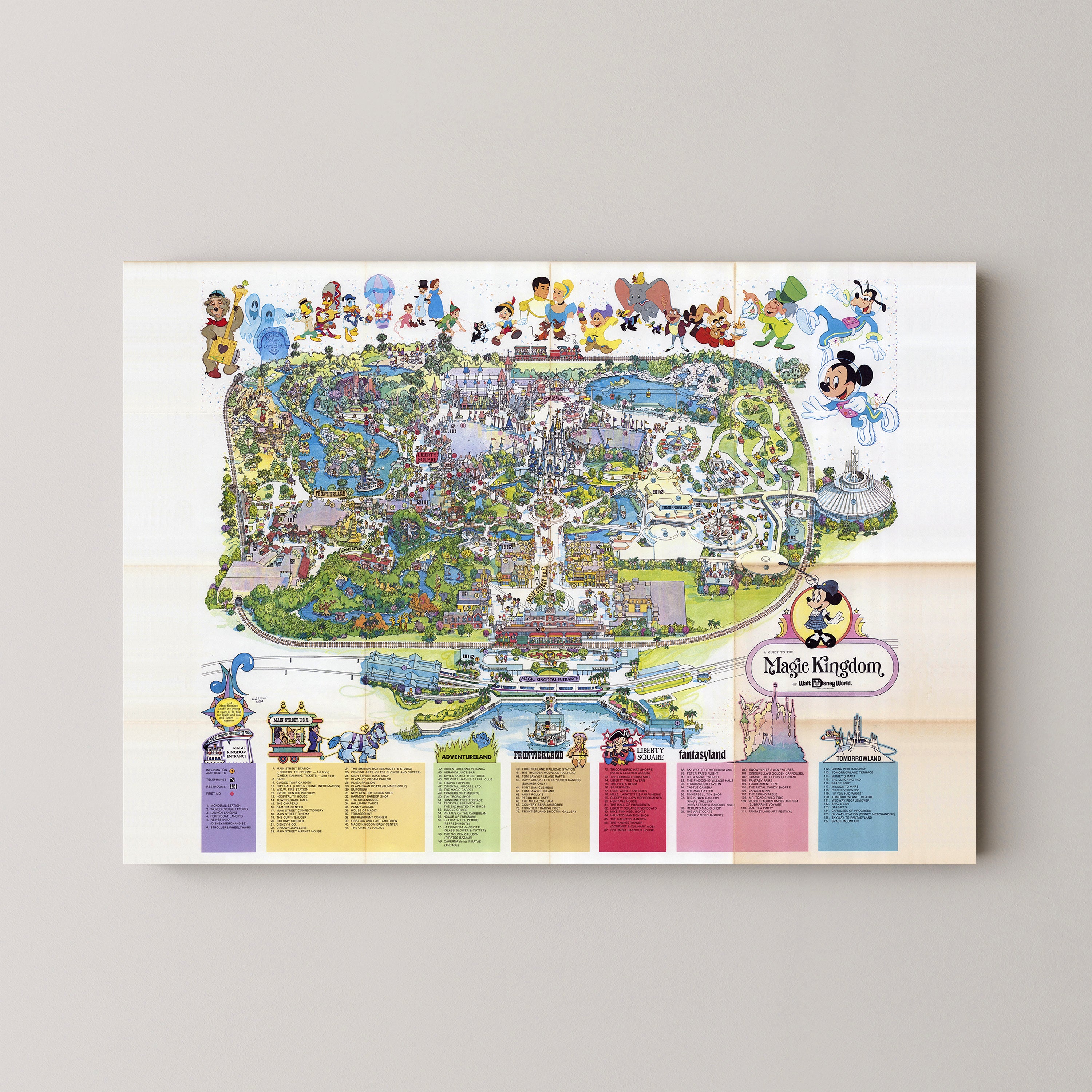 Disney World Florida Theme Park Pop Art Map Print (landscape)
