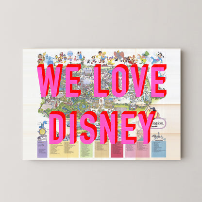 Disney World Florida Theme Park Pop Art Map Print (landscape)