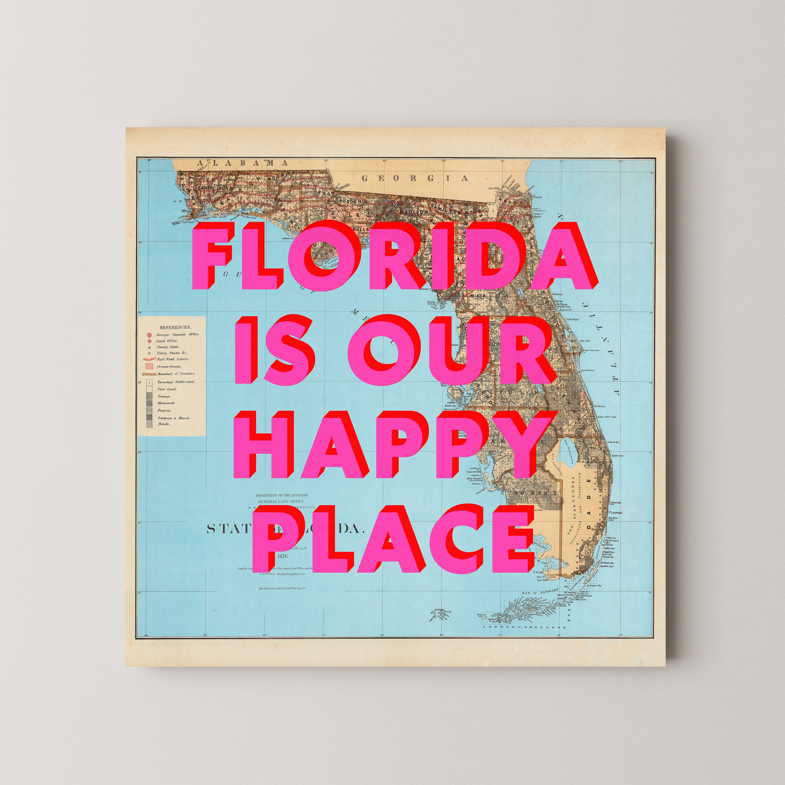Florida Pop Art Map Print (square)