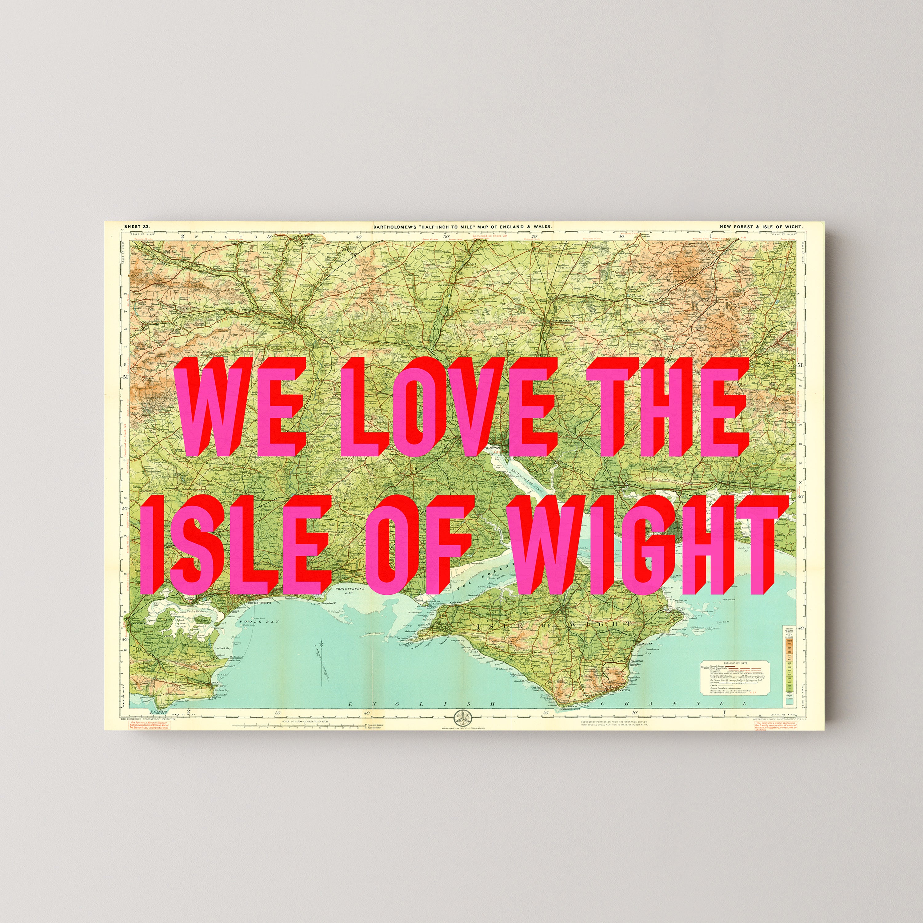 Isle Of Wight Pop Art Map Print (landscape)