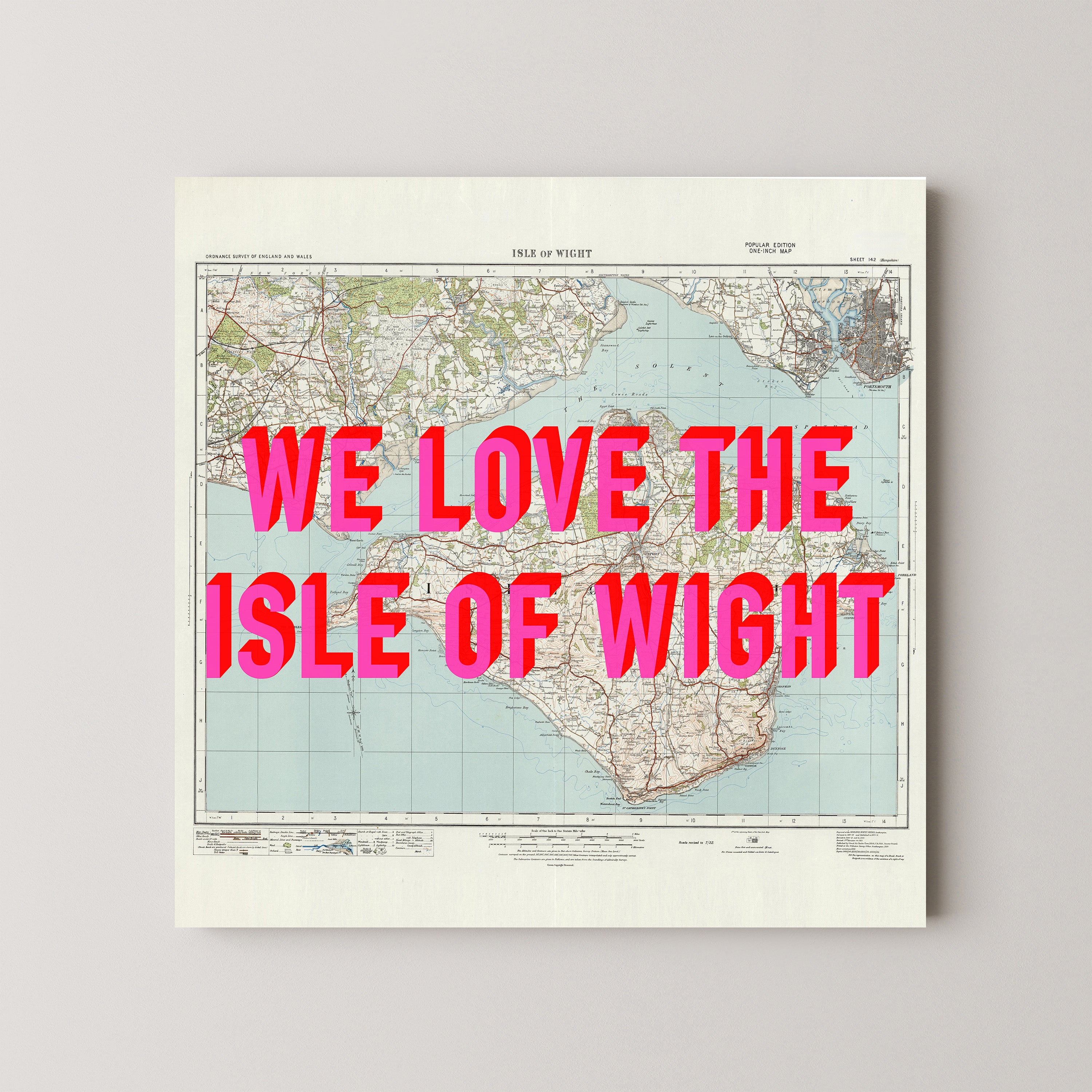 Isle Of Wight Pop Art Map Print (square)