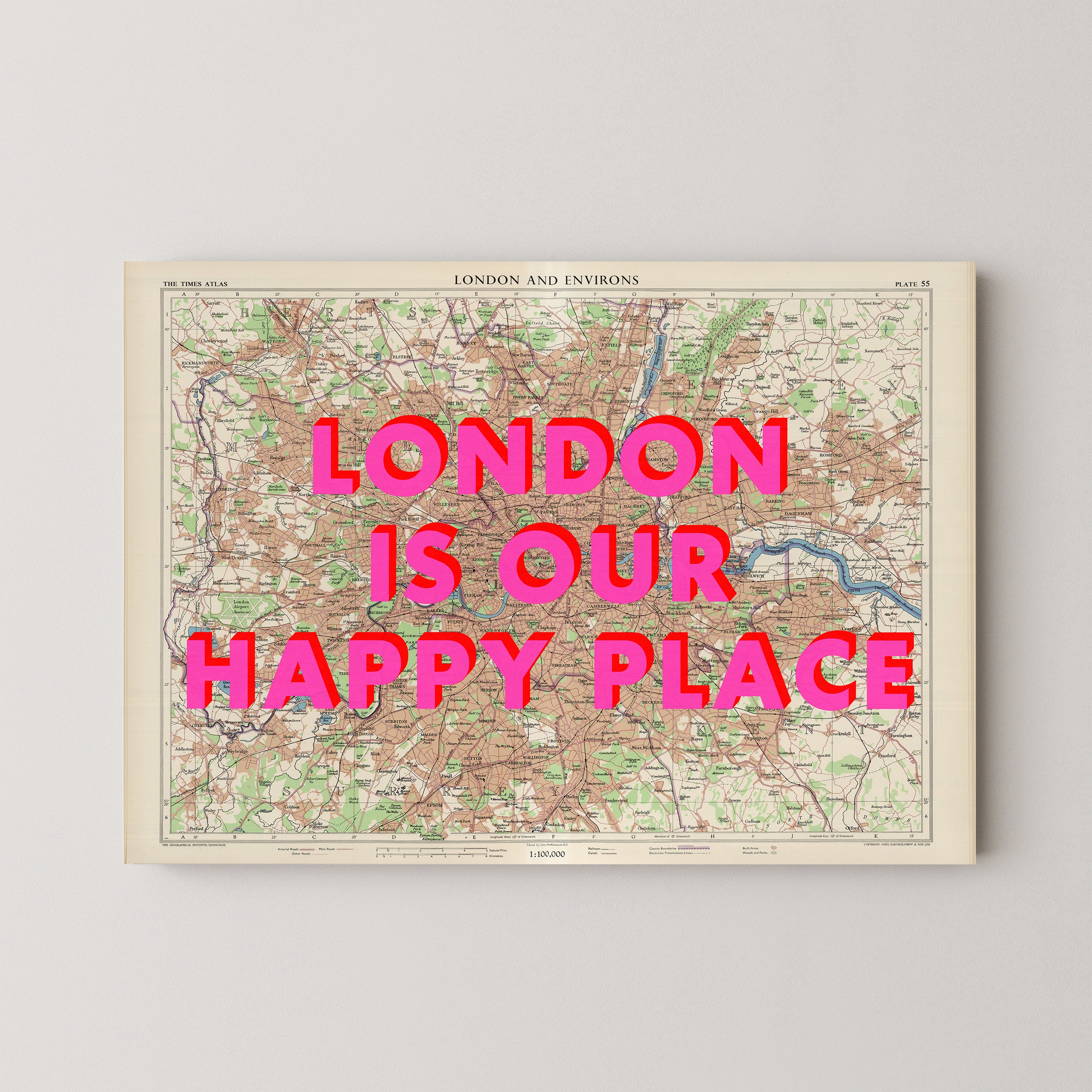 London Pop Art Map Print (landscape)