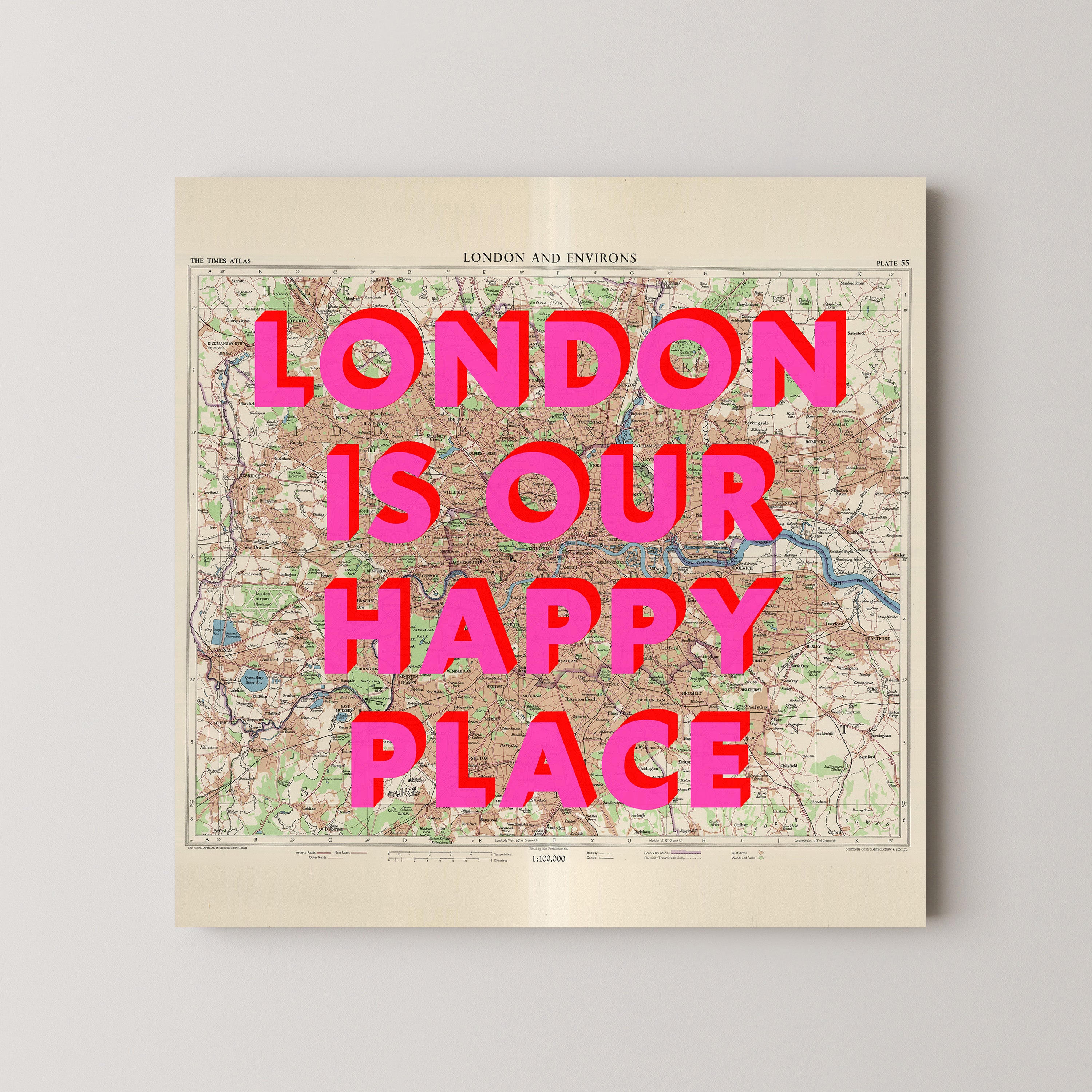 London Pop Art Map Print (square)