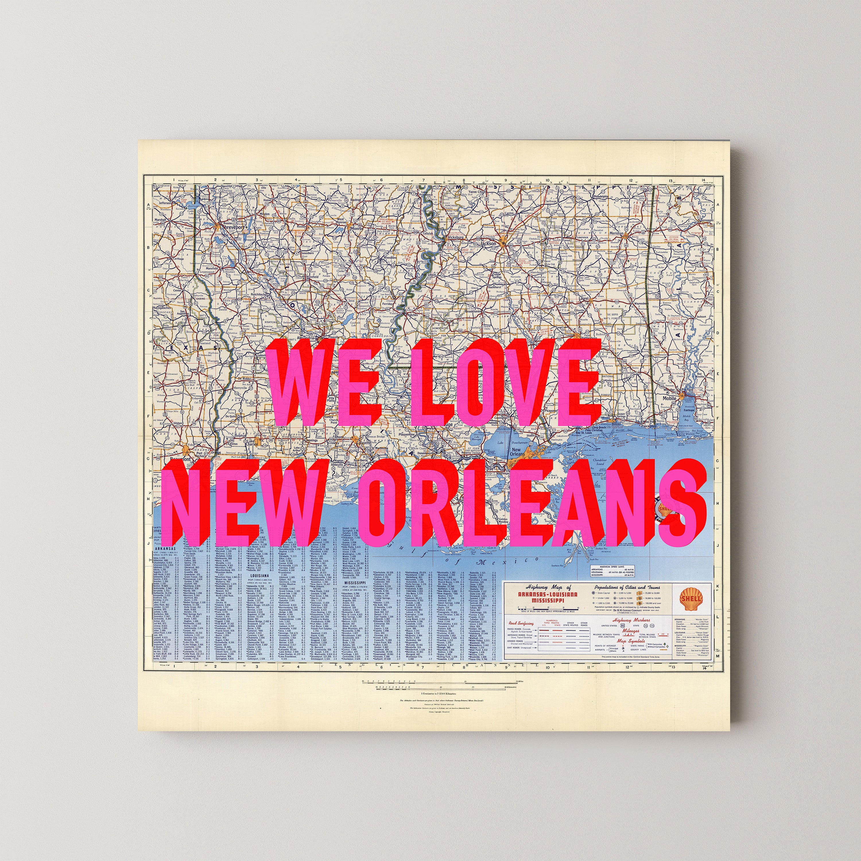 New Orleans Pop Art Map Print (square)