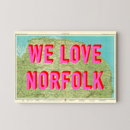 Norfolk Pop Art Map Print (landscape)