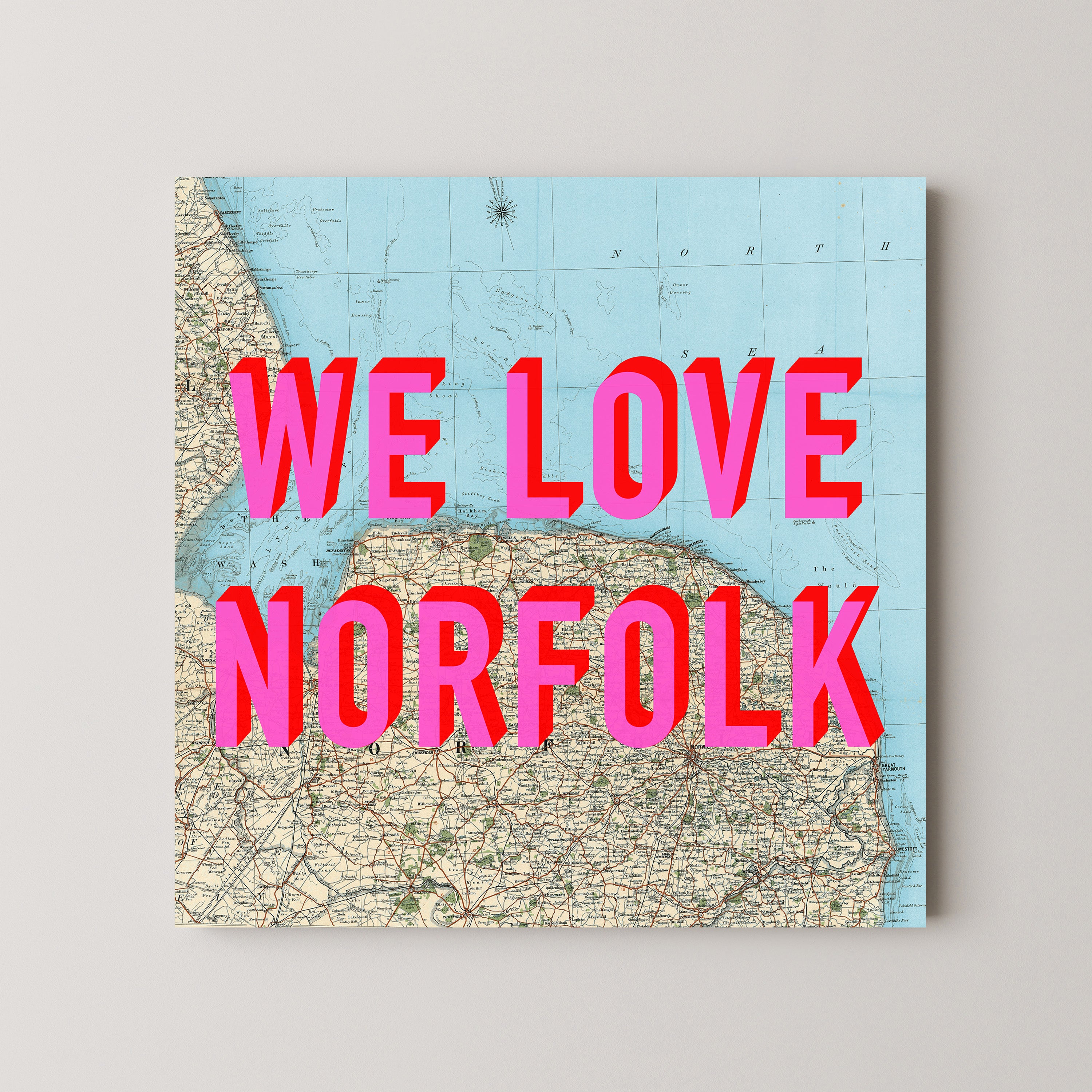 Norfolk Pop Art Map Print (square)