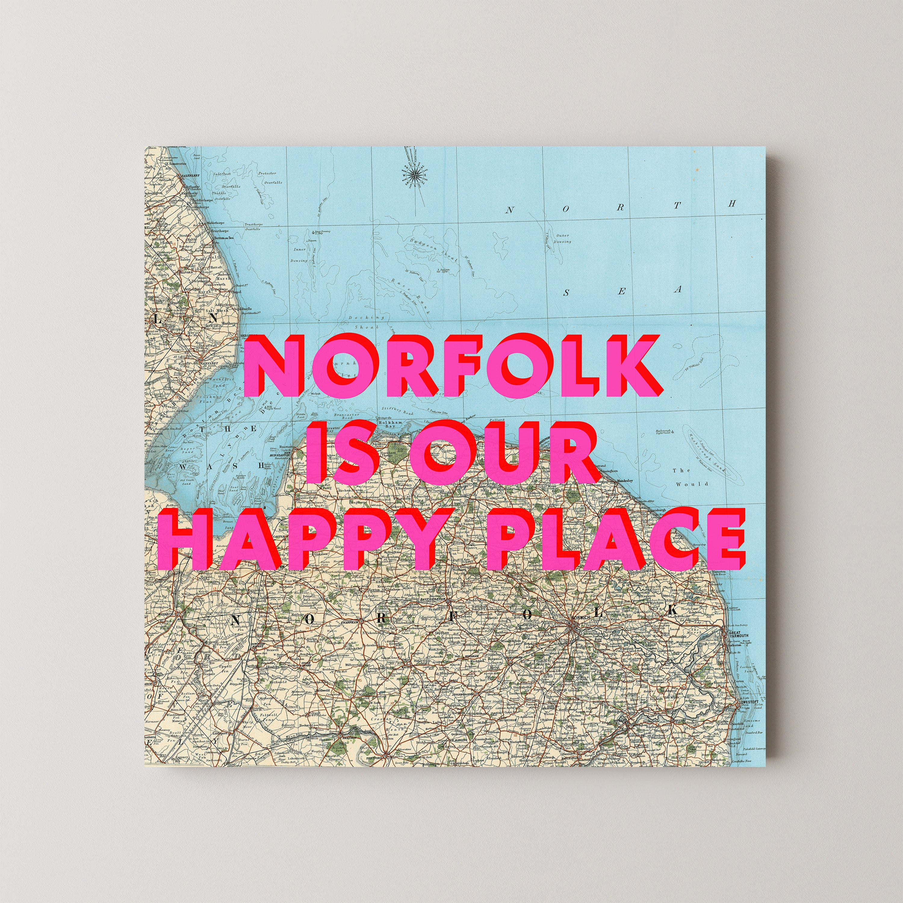 Norfolk Pop Art Map Print (square)