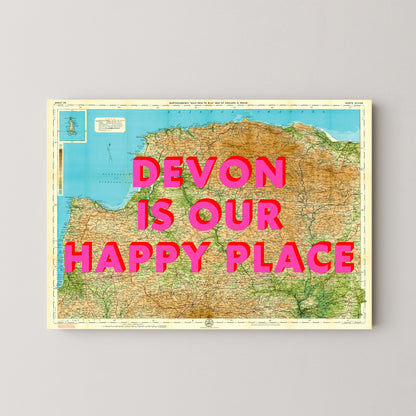 North Devon Pop Art Map Print (landscape)