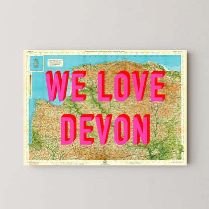 North Devon Pop Art Map Print (landscape)