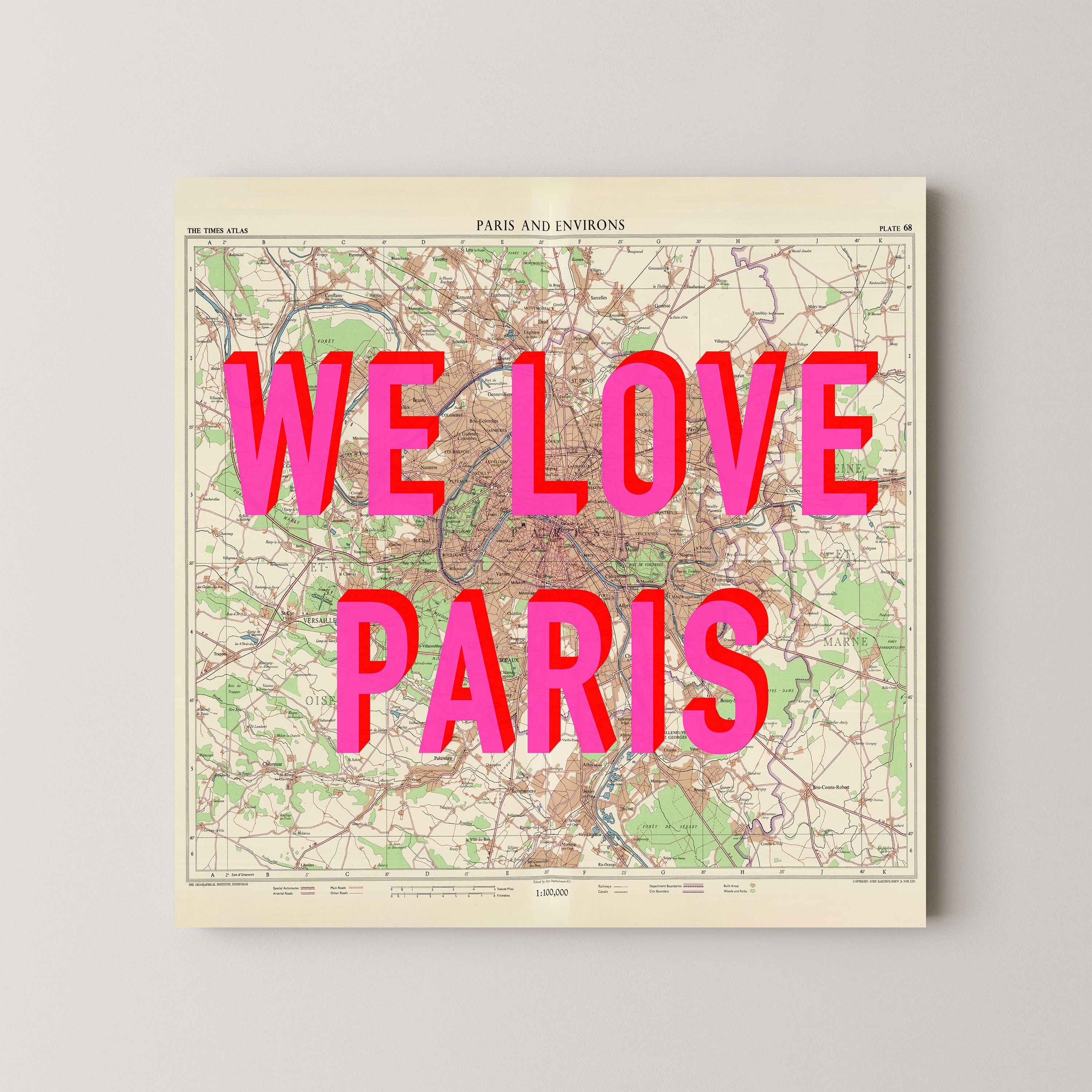 Paris Pop Art Map Print (square)