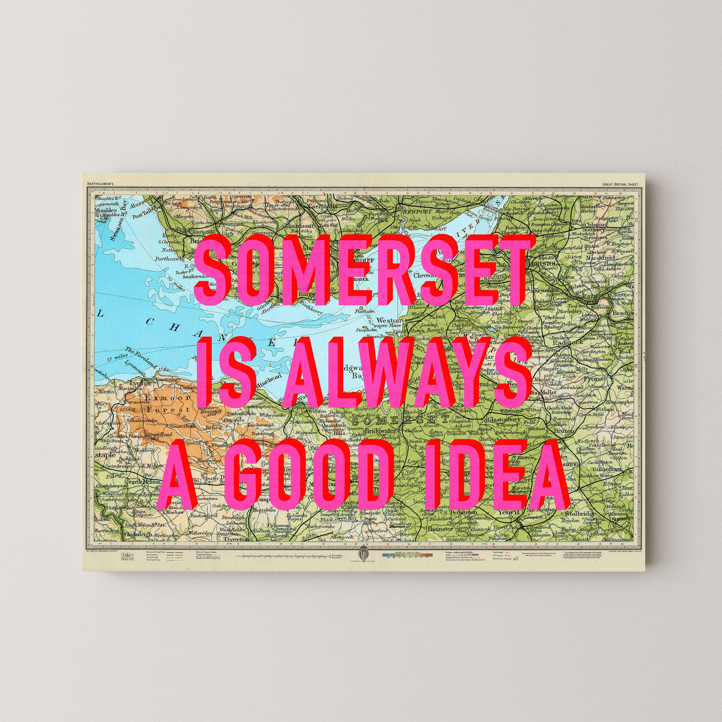 Somerset Pop Art Map Print (landscape)