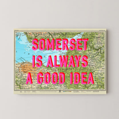Somerset Pop Art Map Print (landscape)