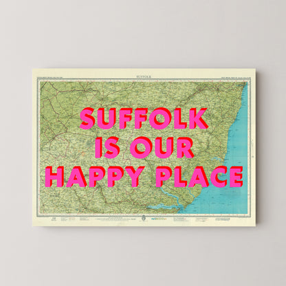 Suffolk Pop Art Map Print (landscape)