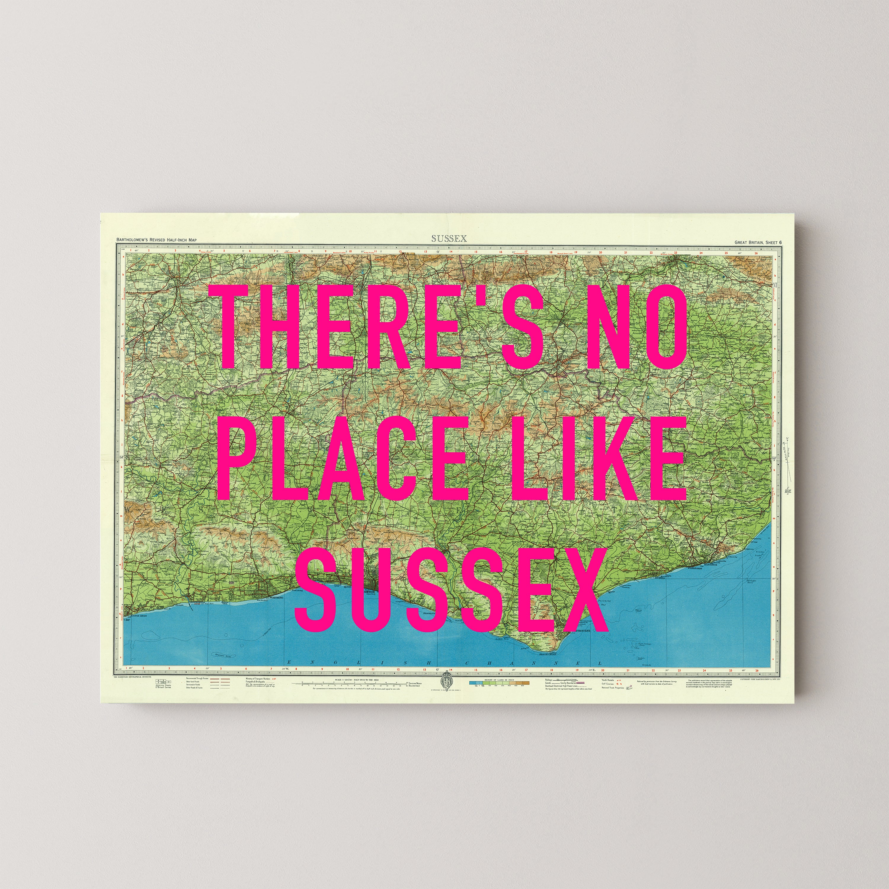 Sussex Pop Art Map Print (landscape)