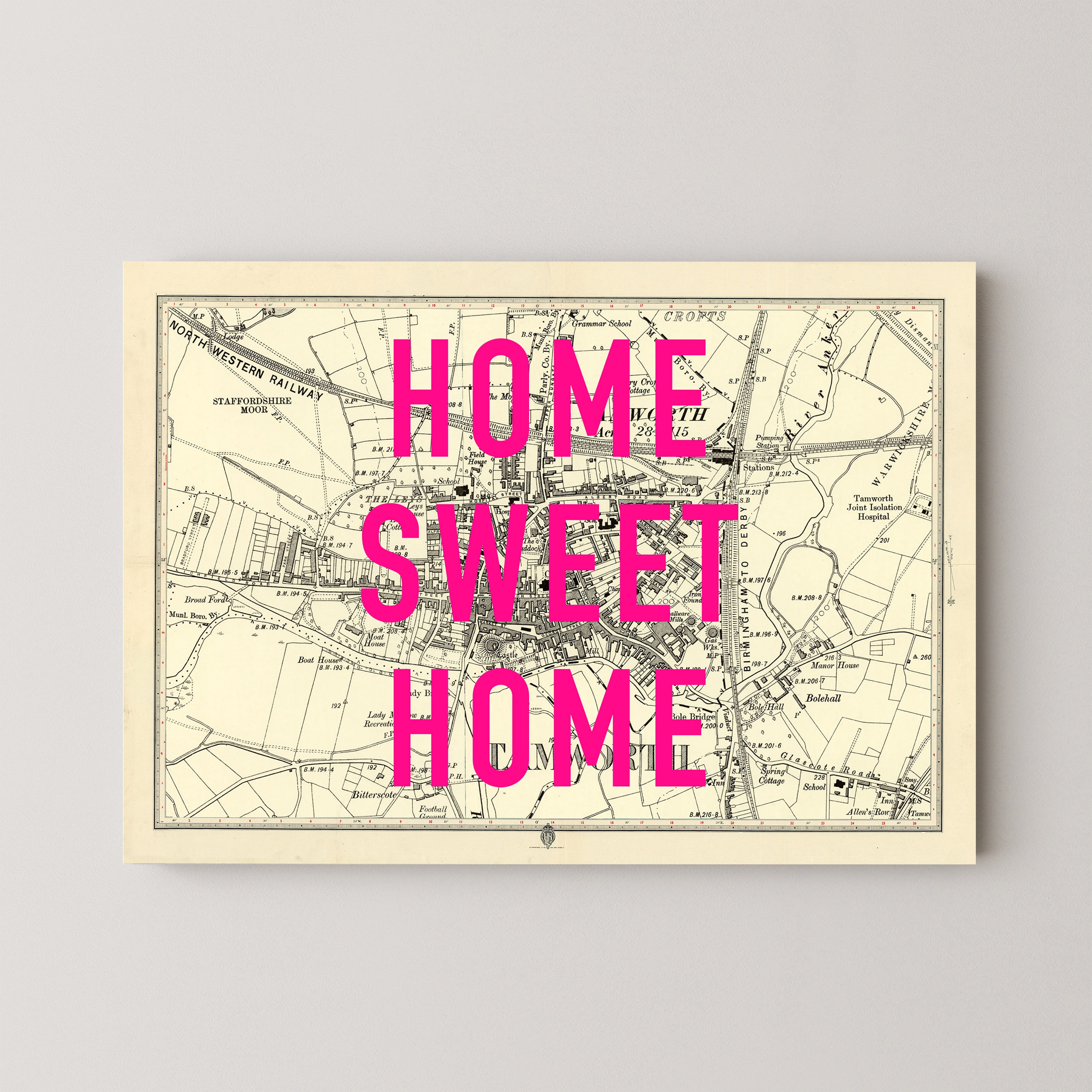 Tamworth Pop Art Map Print (landscape)