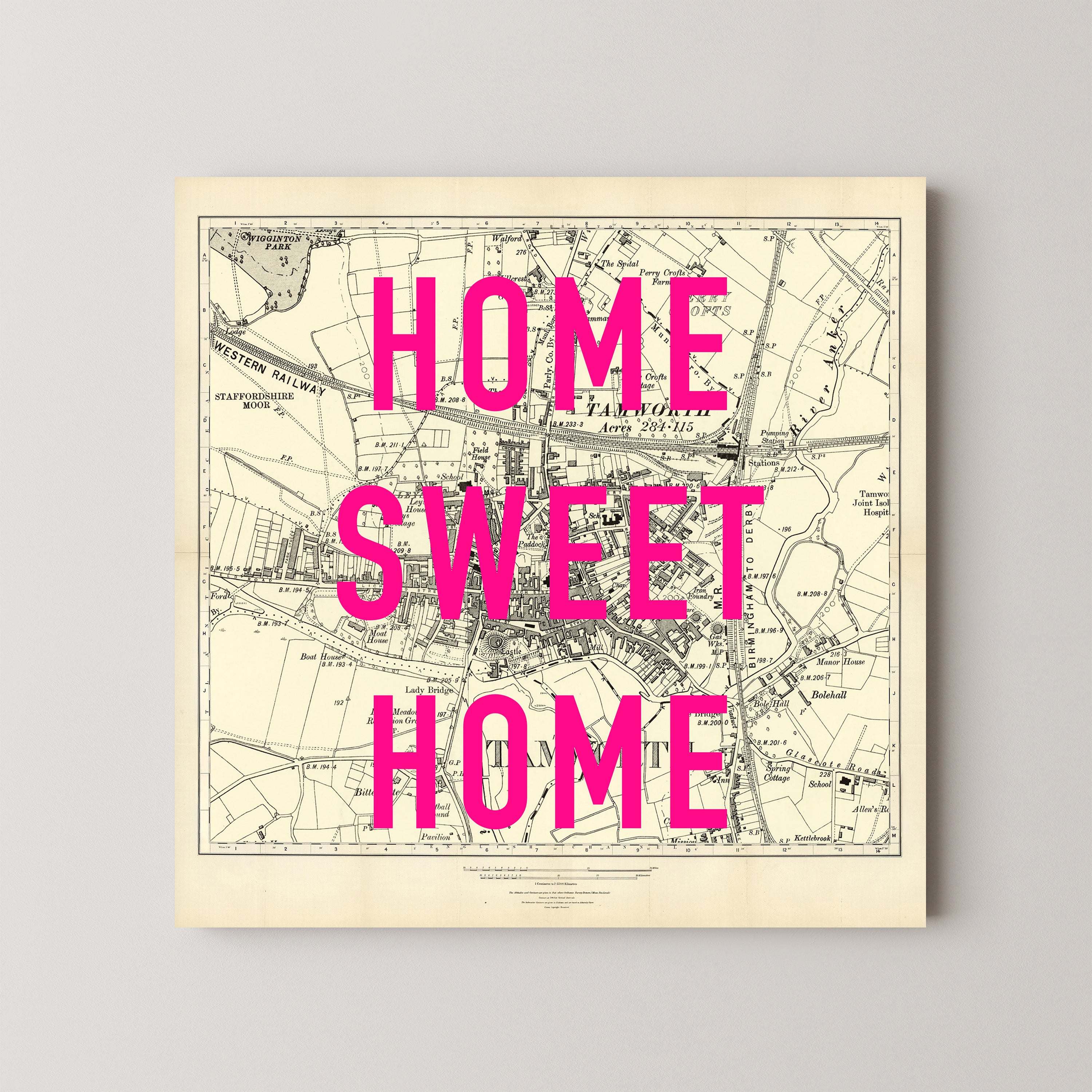 Tamworth Pop Art Map Print (square)