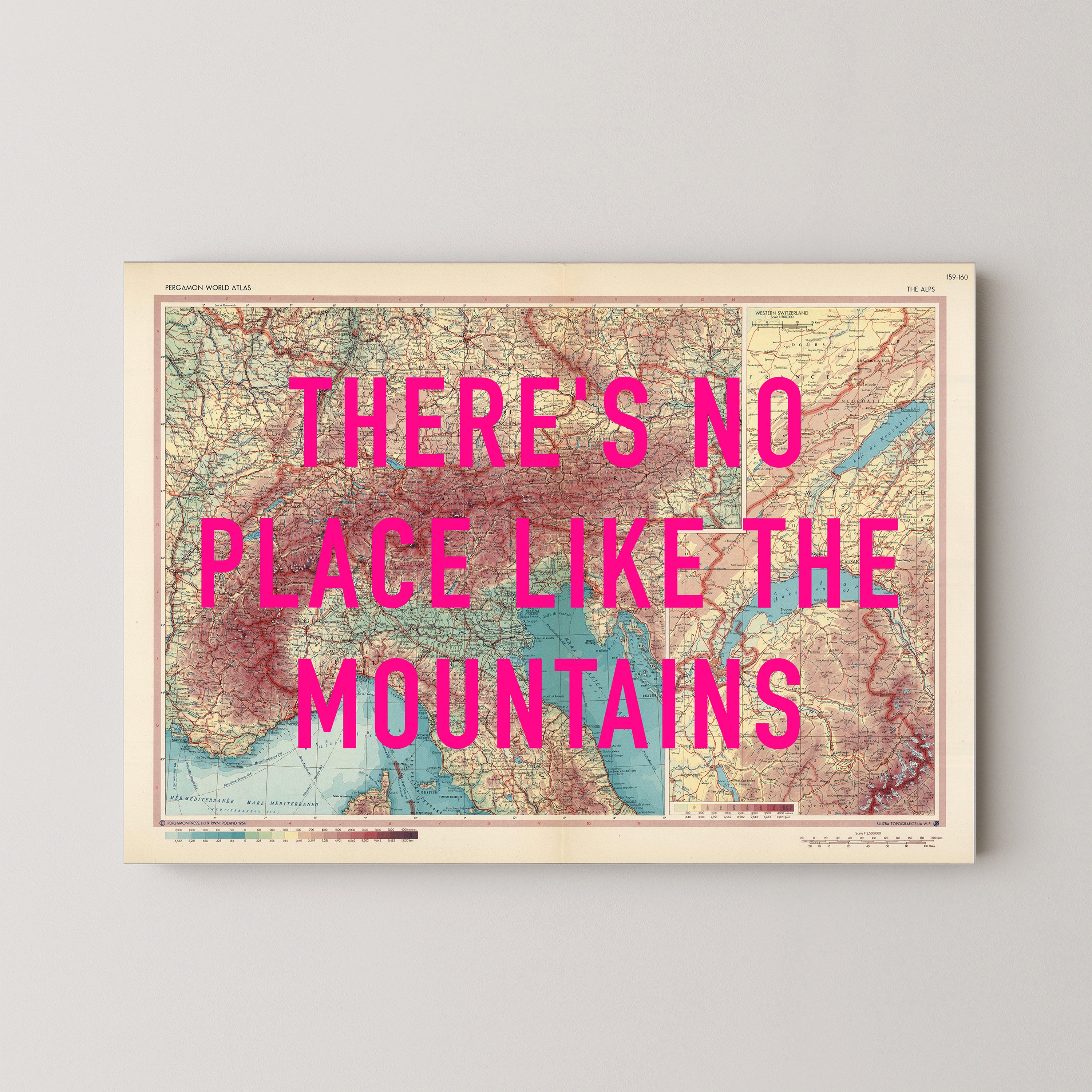 The Alps Pop Art Map Print (landscape)