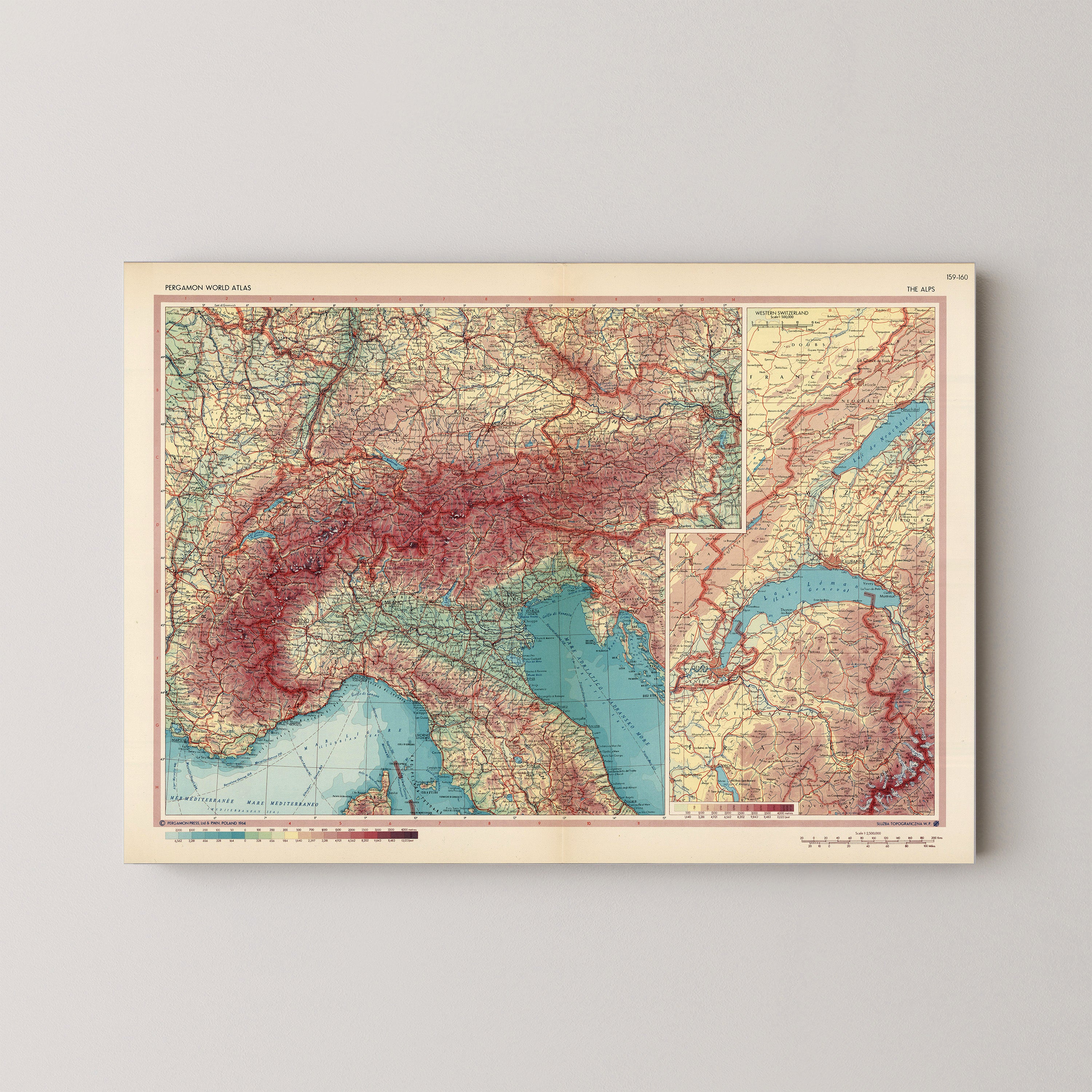The Alps Pop Art Map Print (landscape)