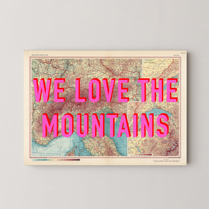The Alps Pop Art Map Print (landscape)