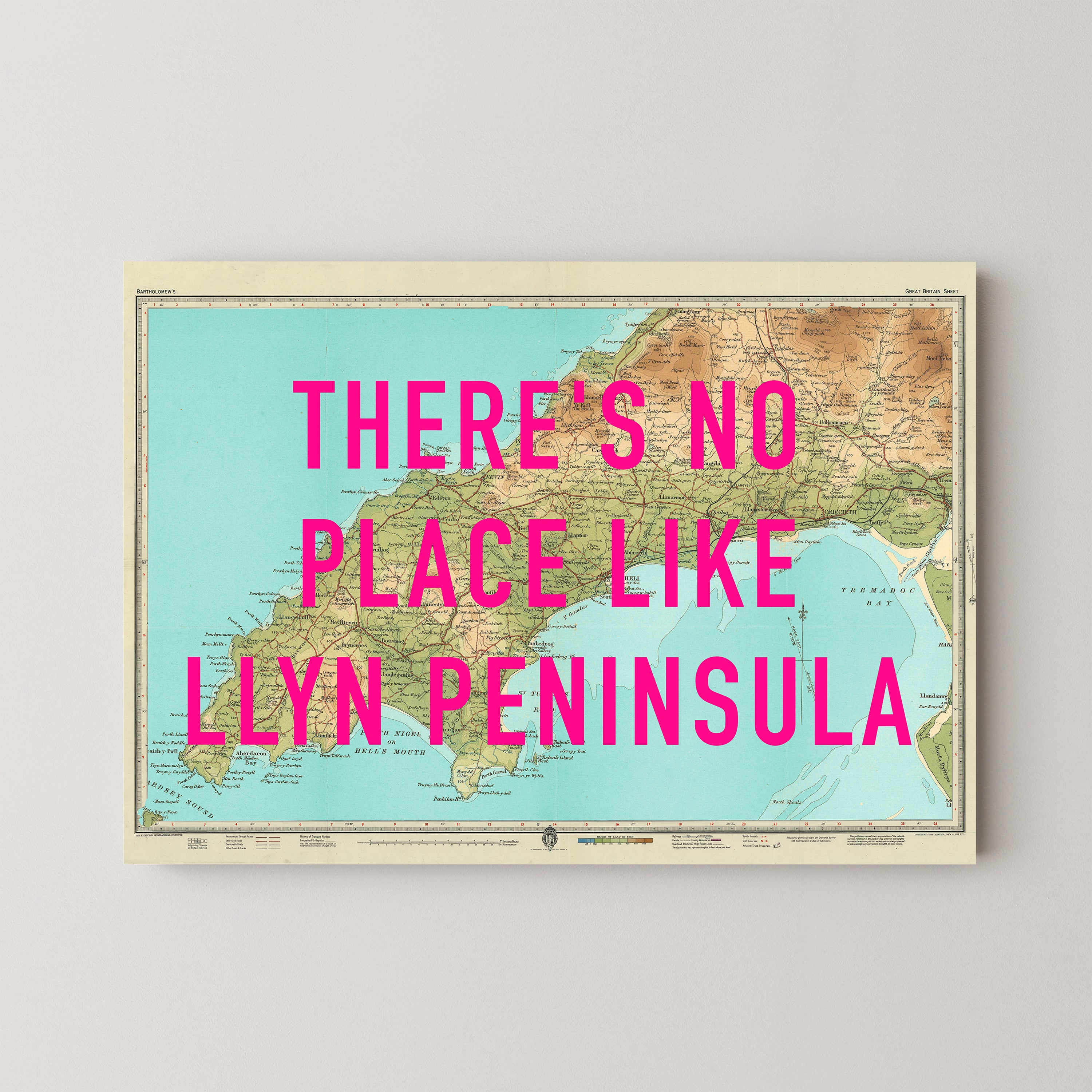 Llyn Peninsula Pop Art Map Print (landscape)