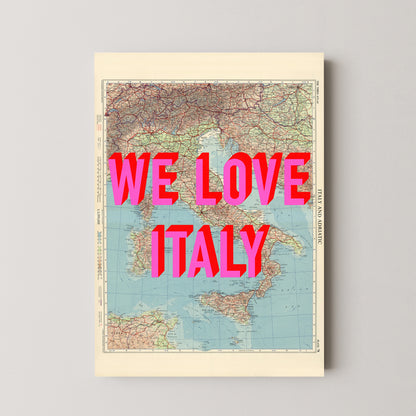 Italy Pop Art Map Print (portrait)
