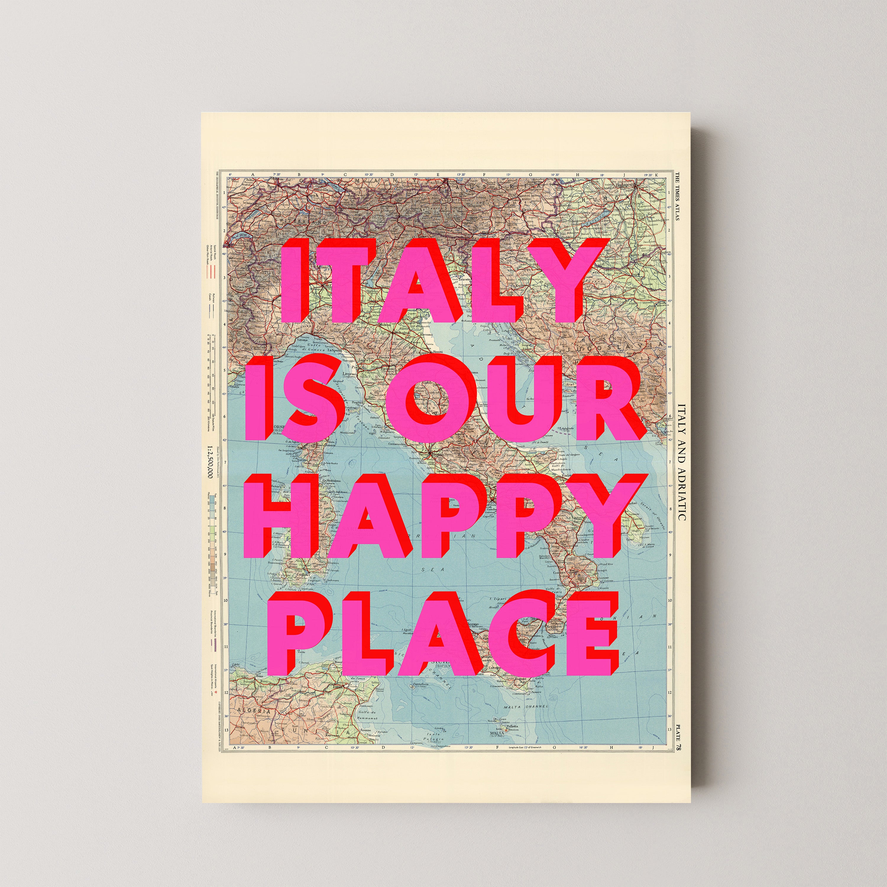 Italy Pop Art Map Print (portrait)