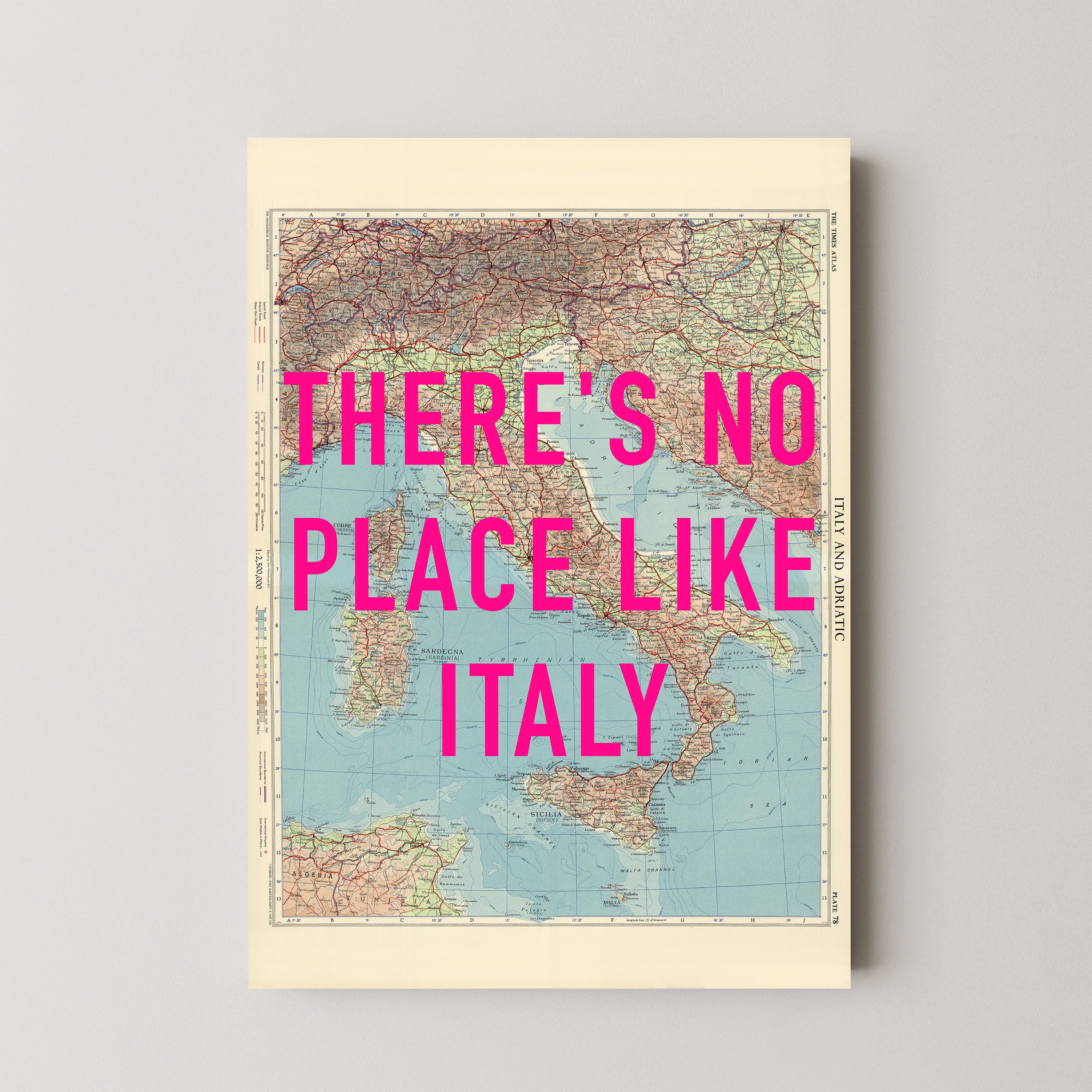 Italy Pop Art Map Print (portrait)