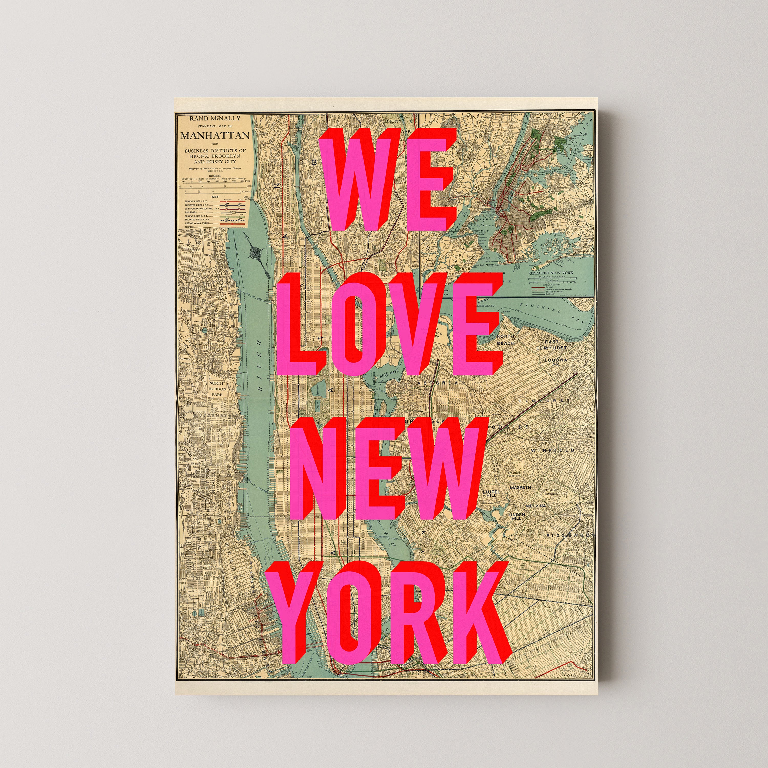 Manhattan New York Pop Art Map Print (portrait)