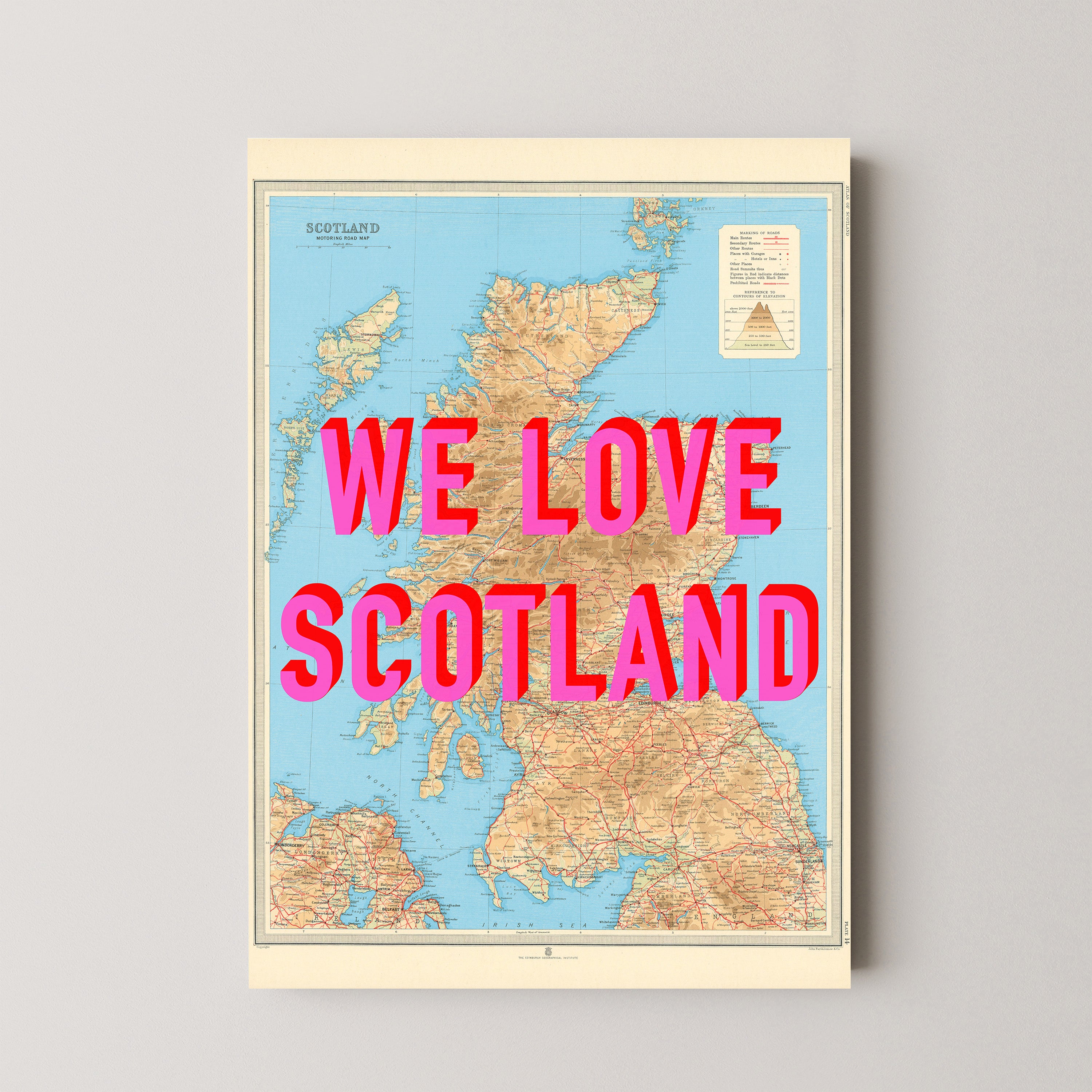 Scotland Pop Art Map Print (portrait)
