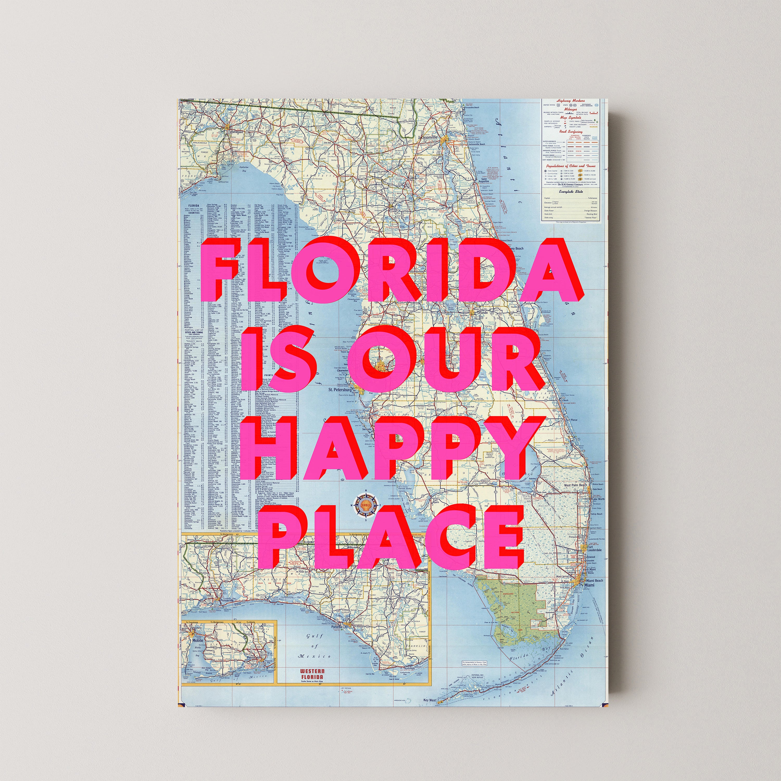 Florida Pop Art Map Print (portrait)