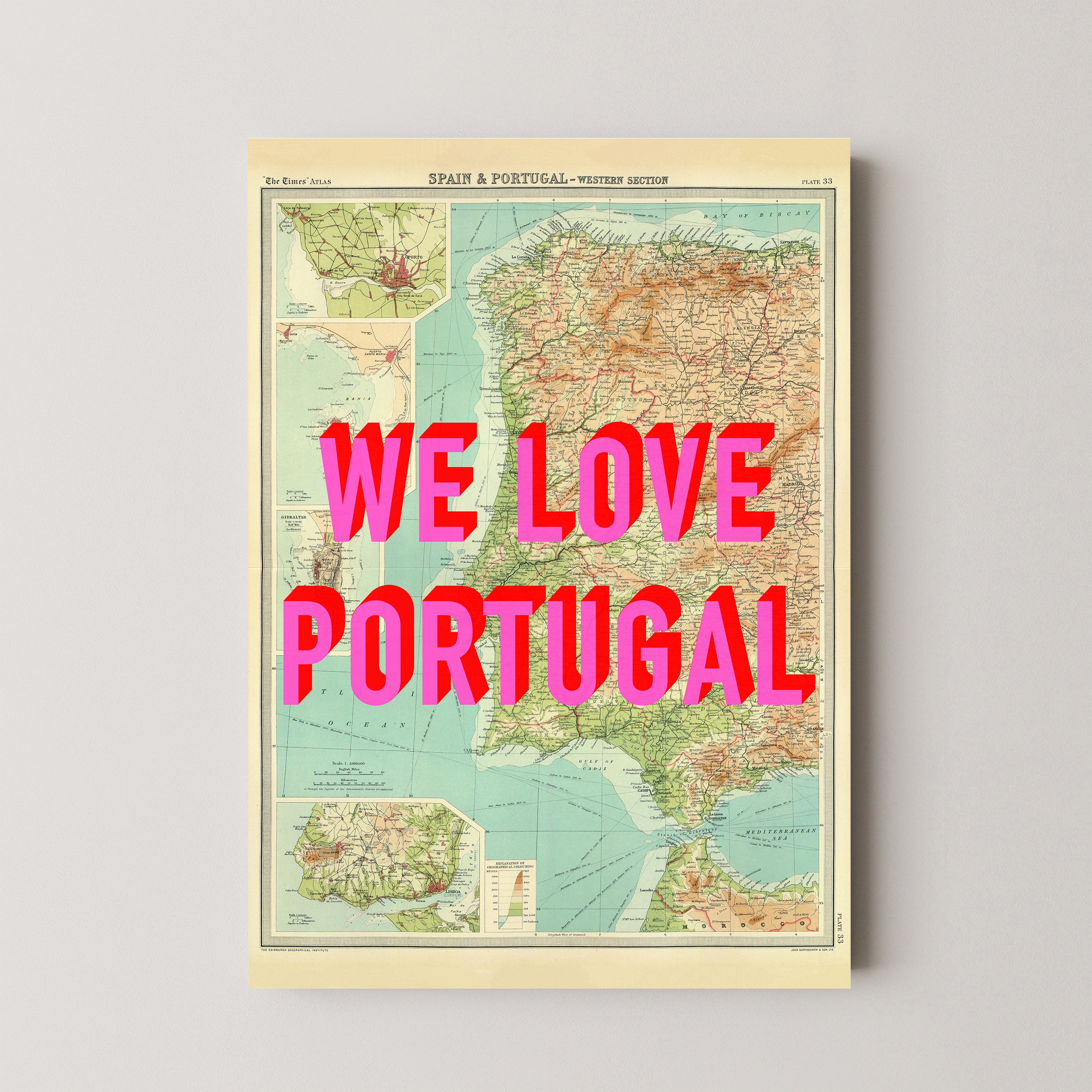 Portugal Pop Art Map Print (portrait)