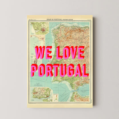 Portugal Pop Art Map Print (portrait)