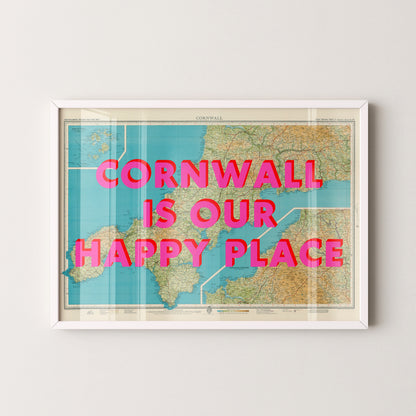 Cornwall Pop Art Map Print (landscape)