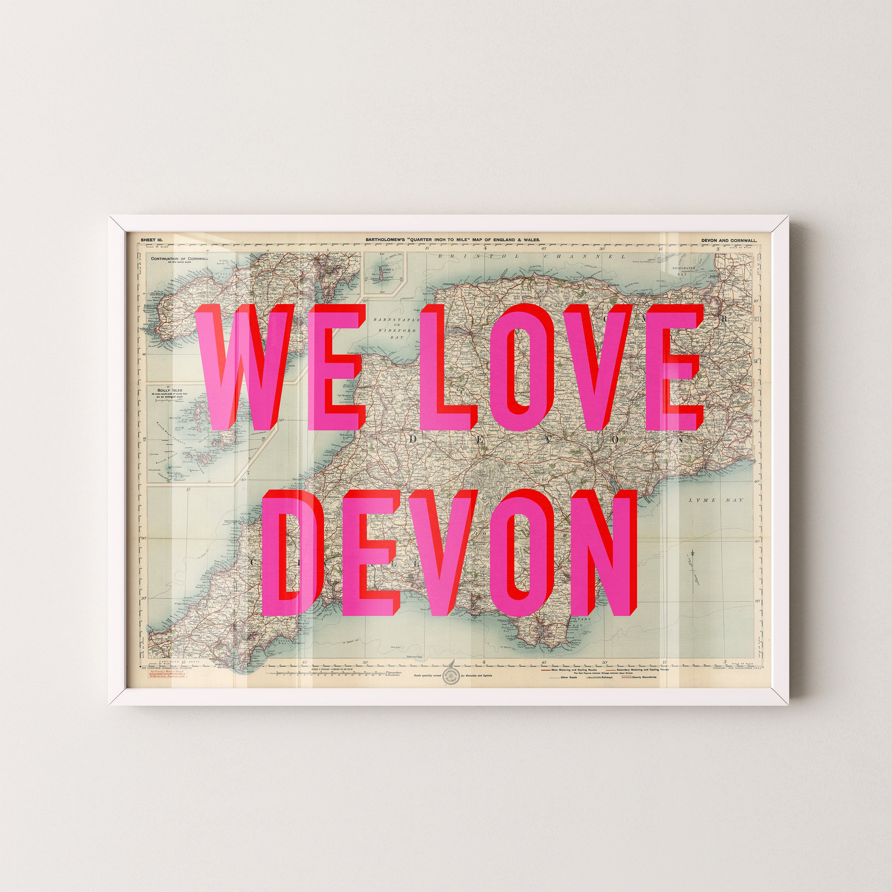 Devon Pop Art Map Print (landscape)