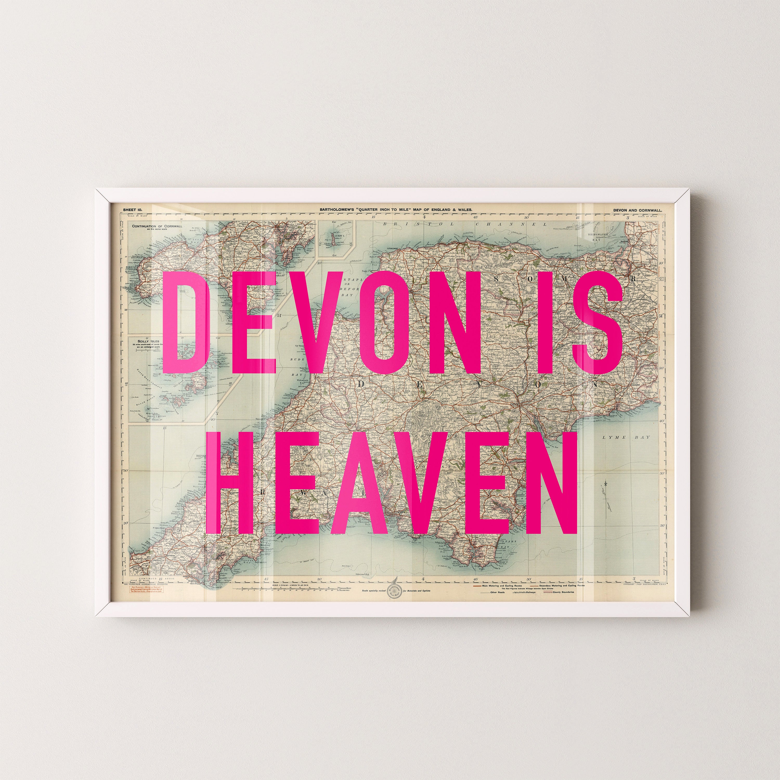 Devon Pop Art Map Print (landscape)