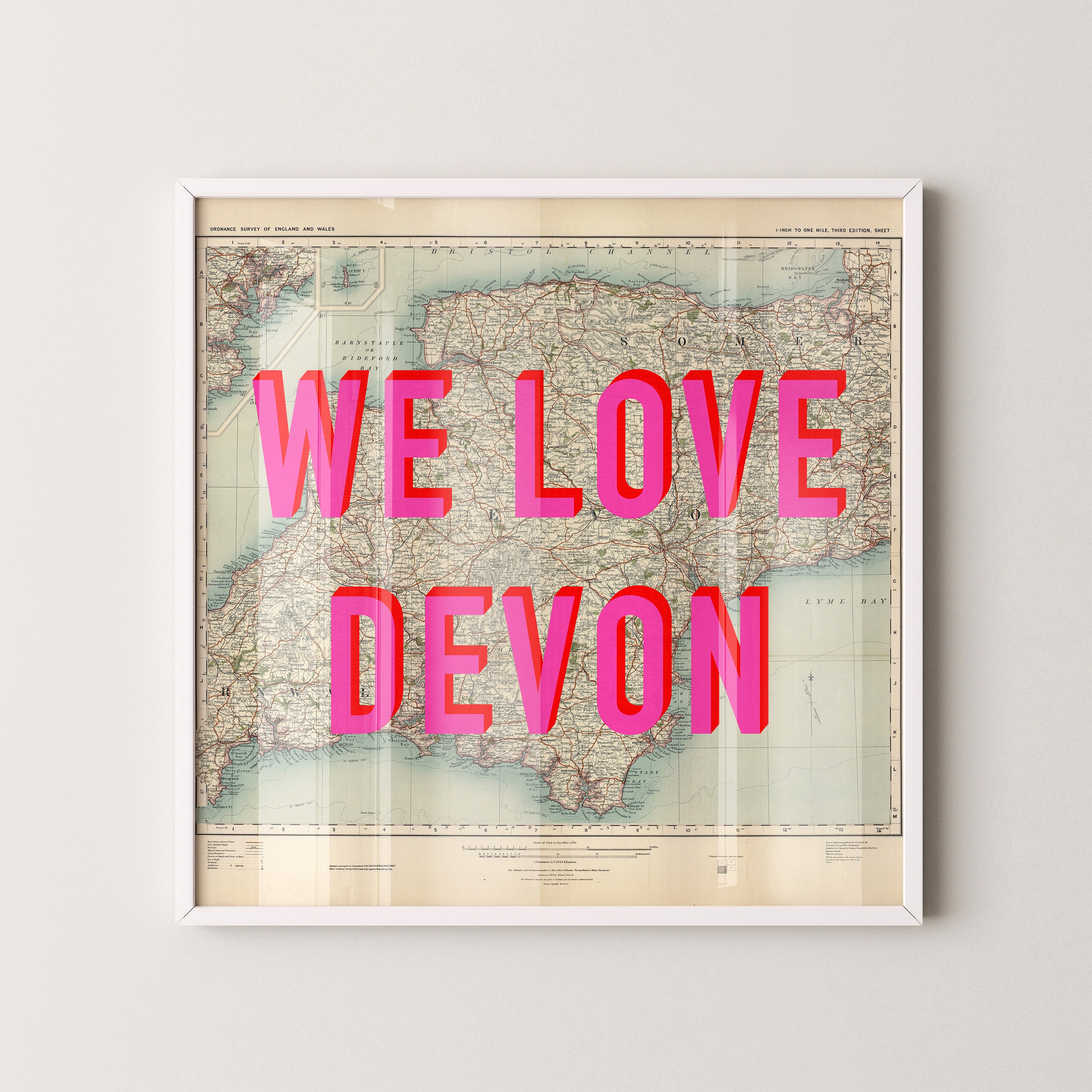 Devon Pop Art Map Print (square)