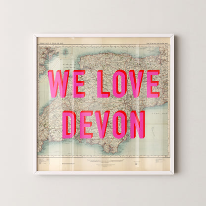Devon Pop Art Map Print (square)