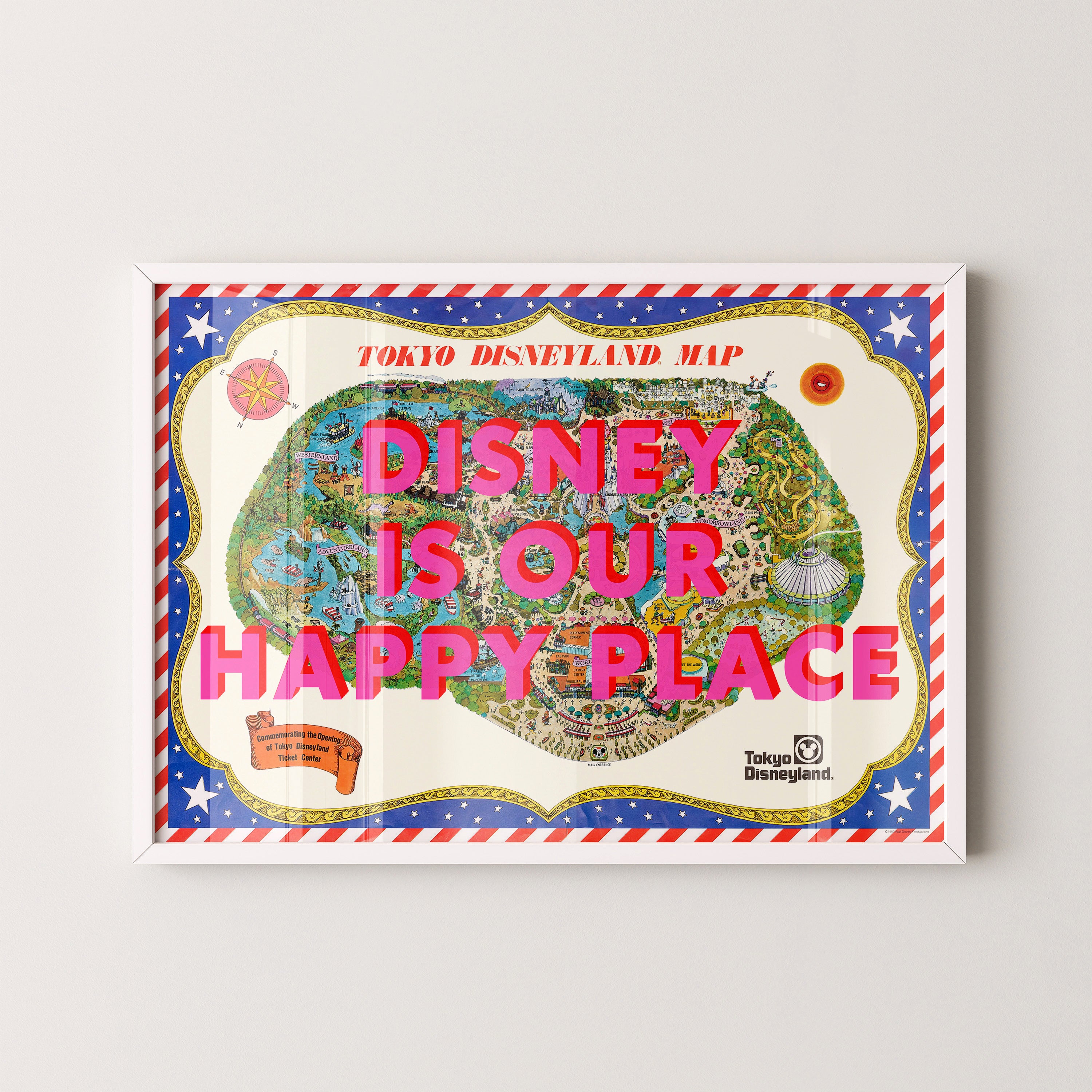 Disneyland Tokyo Theme Park Pop Art Map Print (landscape)