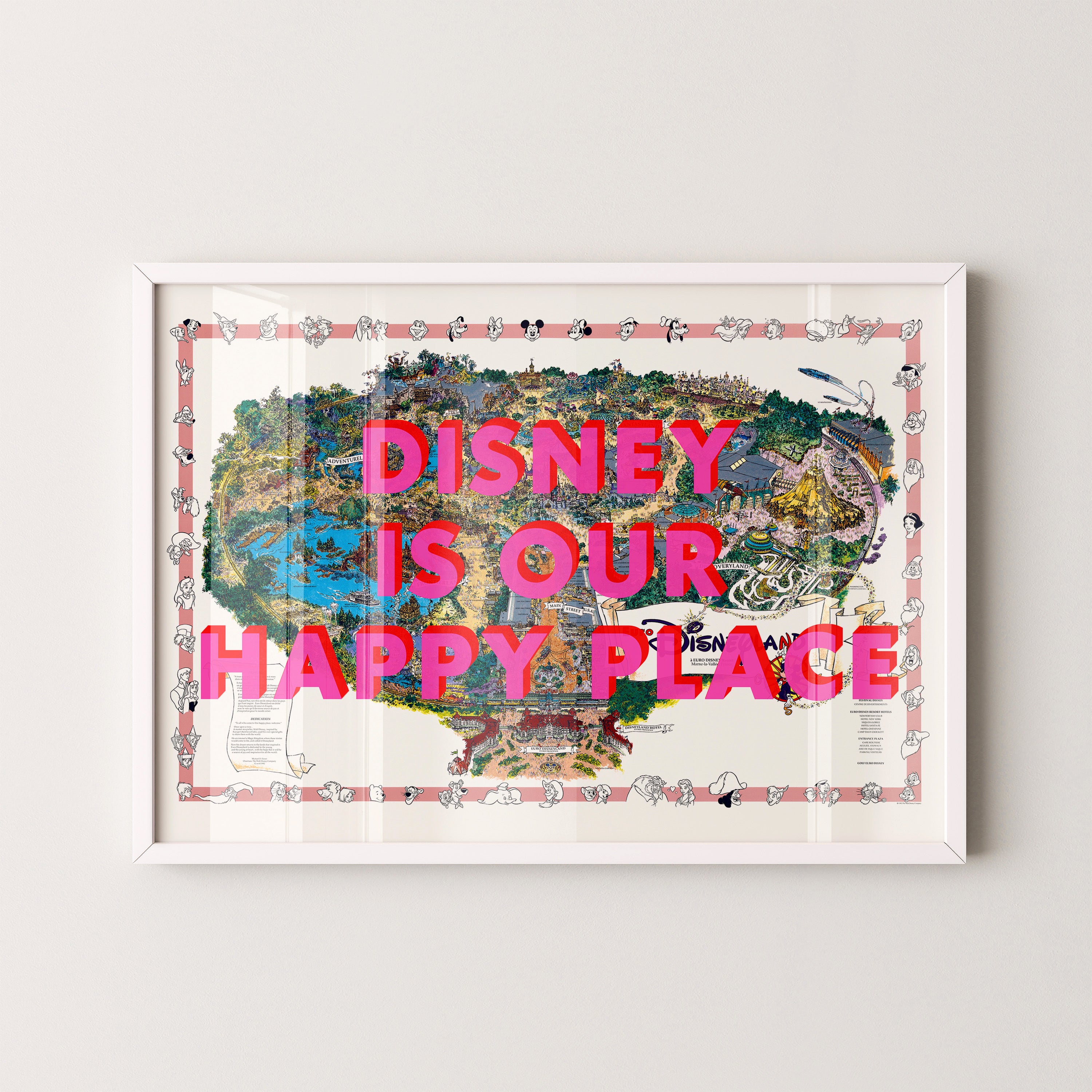 Disneyland Paris Theme Park Pop Art Map Print (landscape)