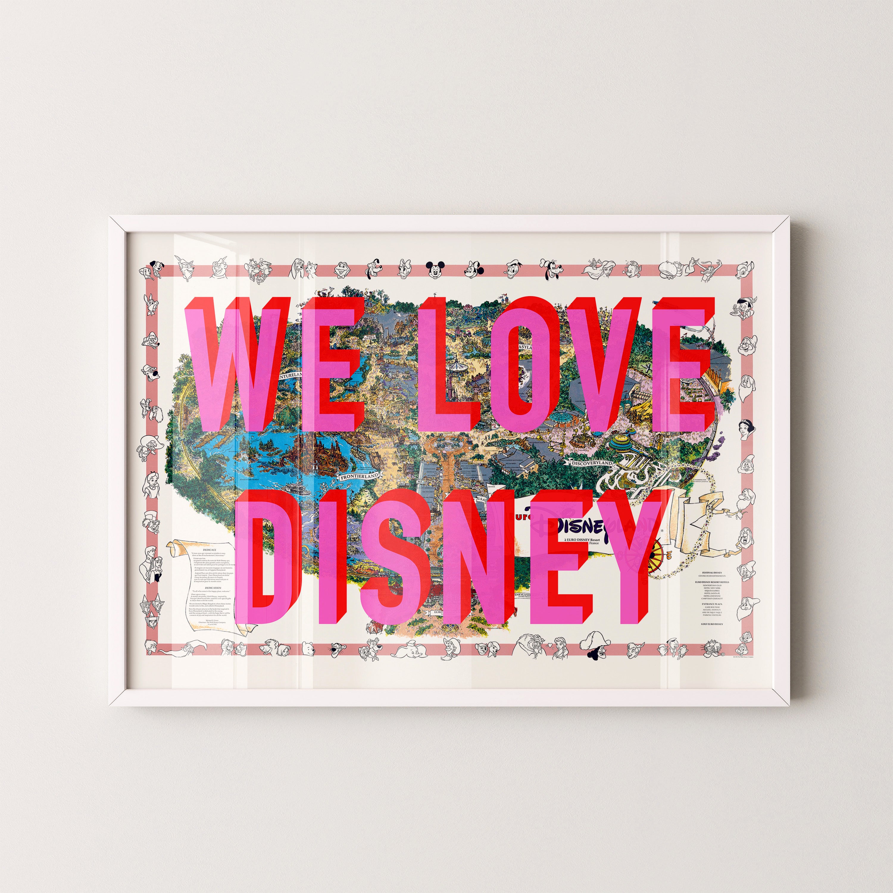 Disneyland Paris Theme Park Pop Art Map Print (landscape)