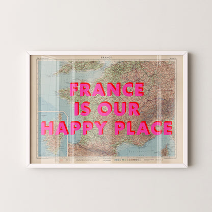 France Pop Art Map Print (landscape)