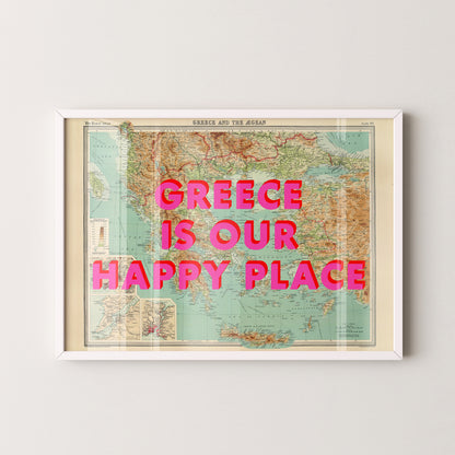 Greece Pop Art Map Print (landscape)