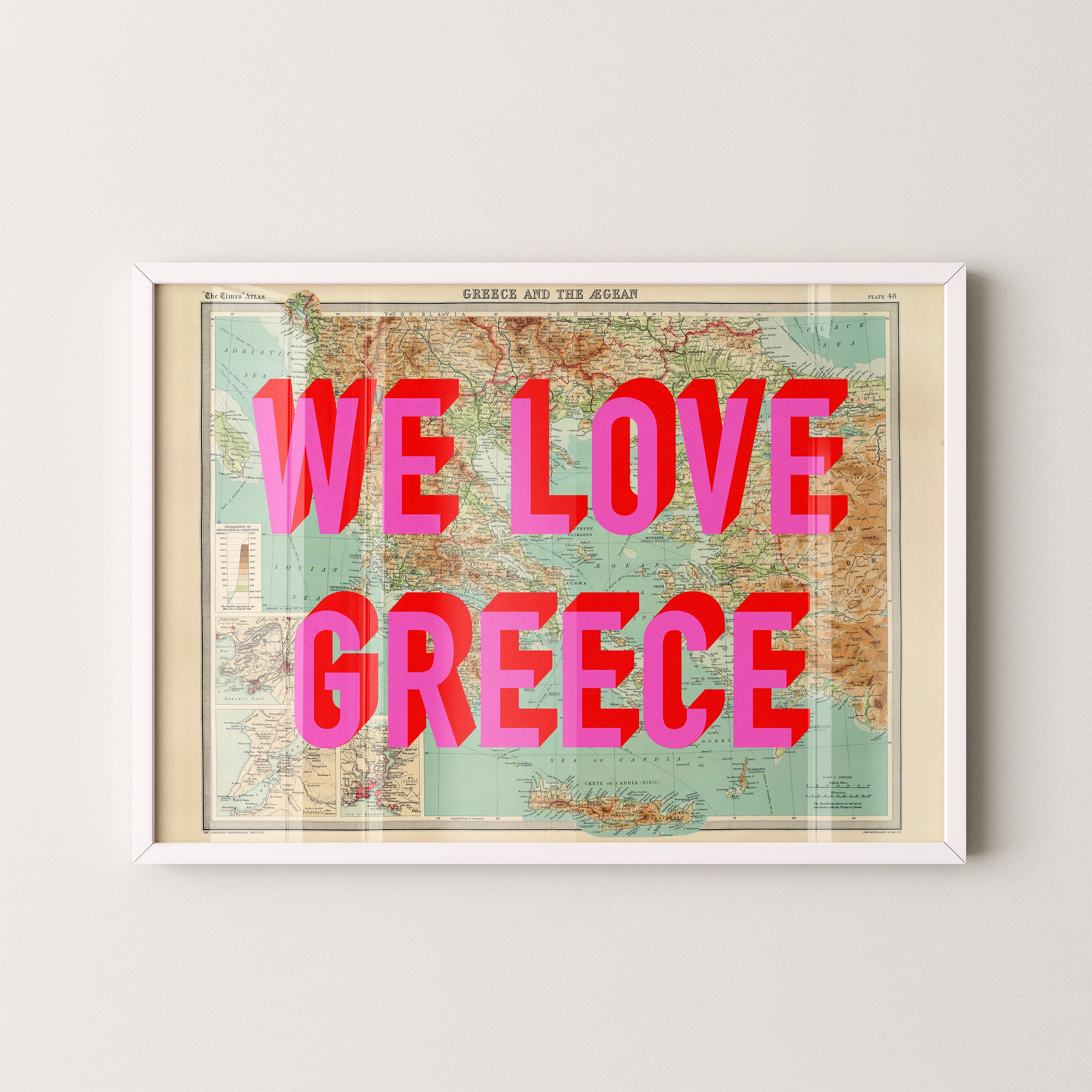 Greece Pop Art Map Print (landscape)
