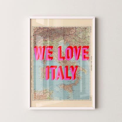 Italy Pop Art Map Print (portrait)