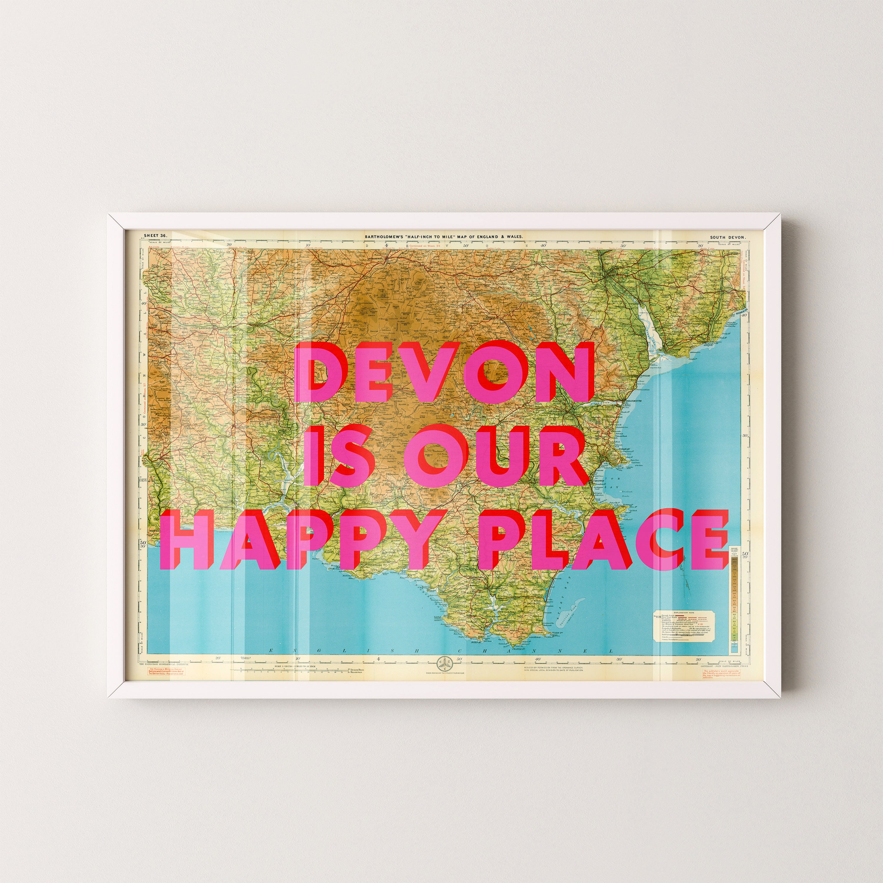 South Devon Pop Art Map Print (landscape)
